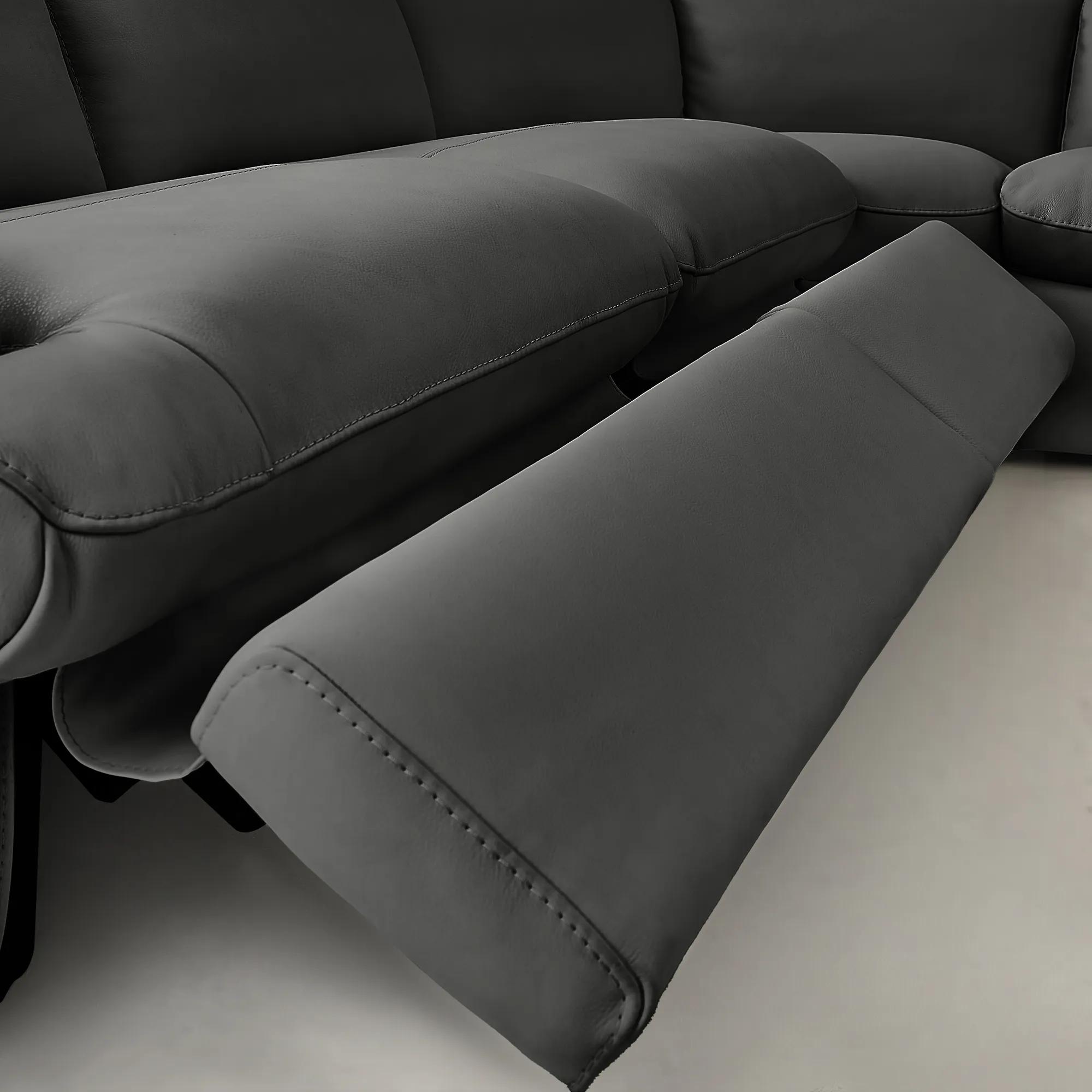 Terra 3-Piece Reclining Charcoal Leather Sectional