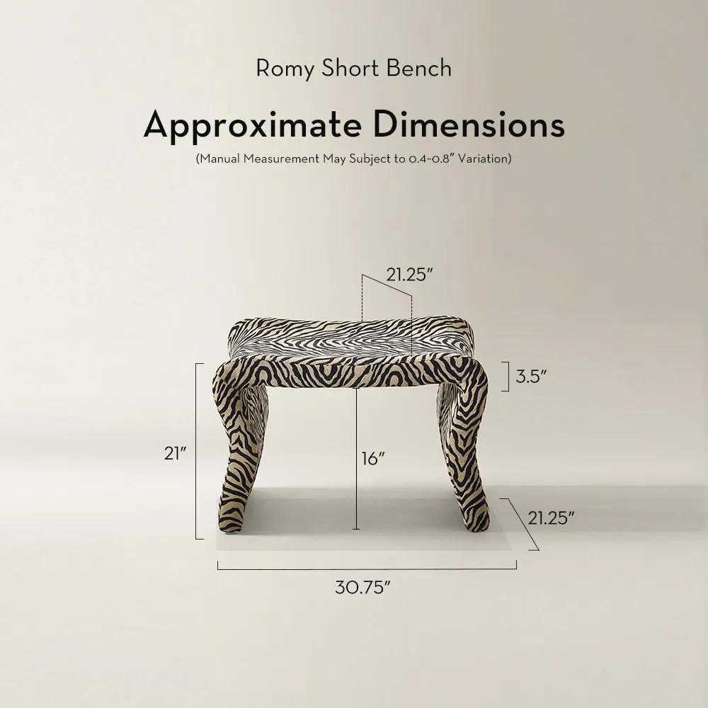 Romy Zebra Performance Chenille Bench (30.75