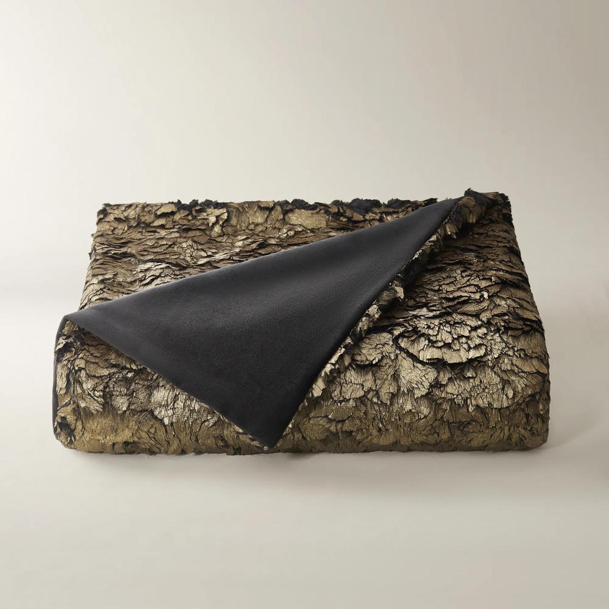 Celeste Metallic Faux Fur Throw 50" x 60" - Bronze