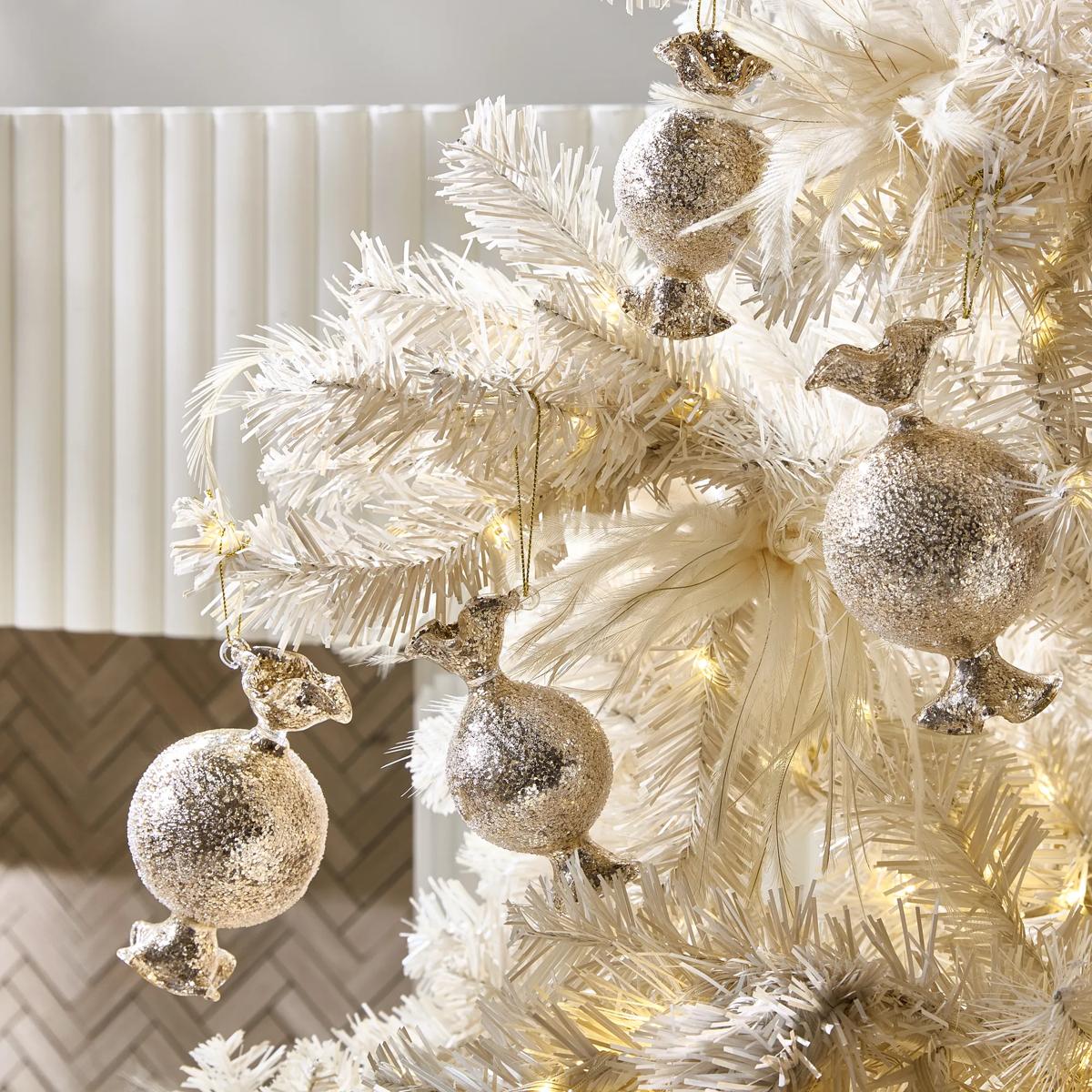Glitter Glass Candy Ornament - Set of 4