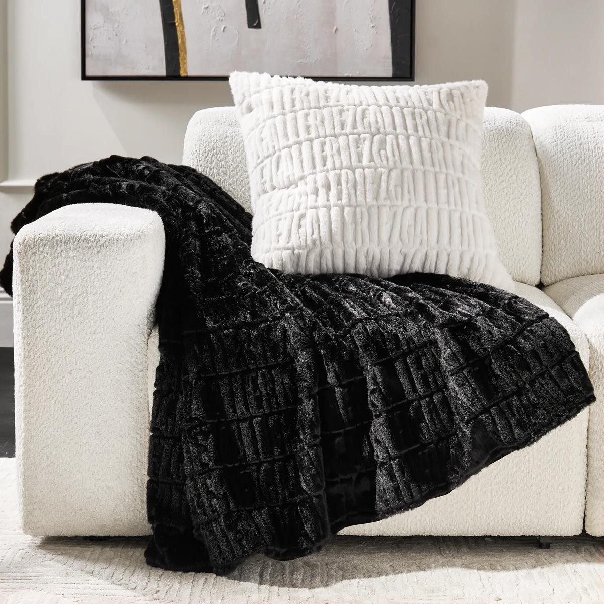 Z Carved Faux Fur Throw 50" x 60" - Black