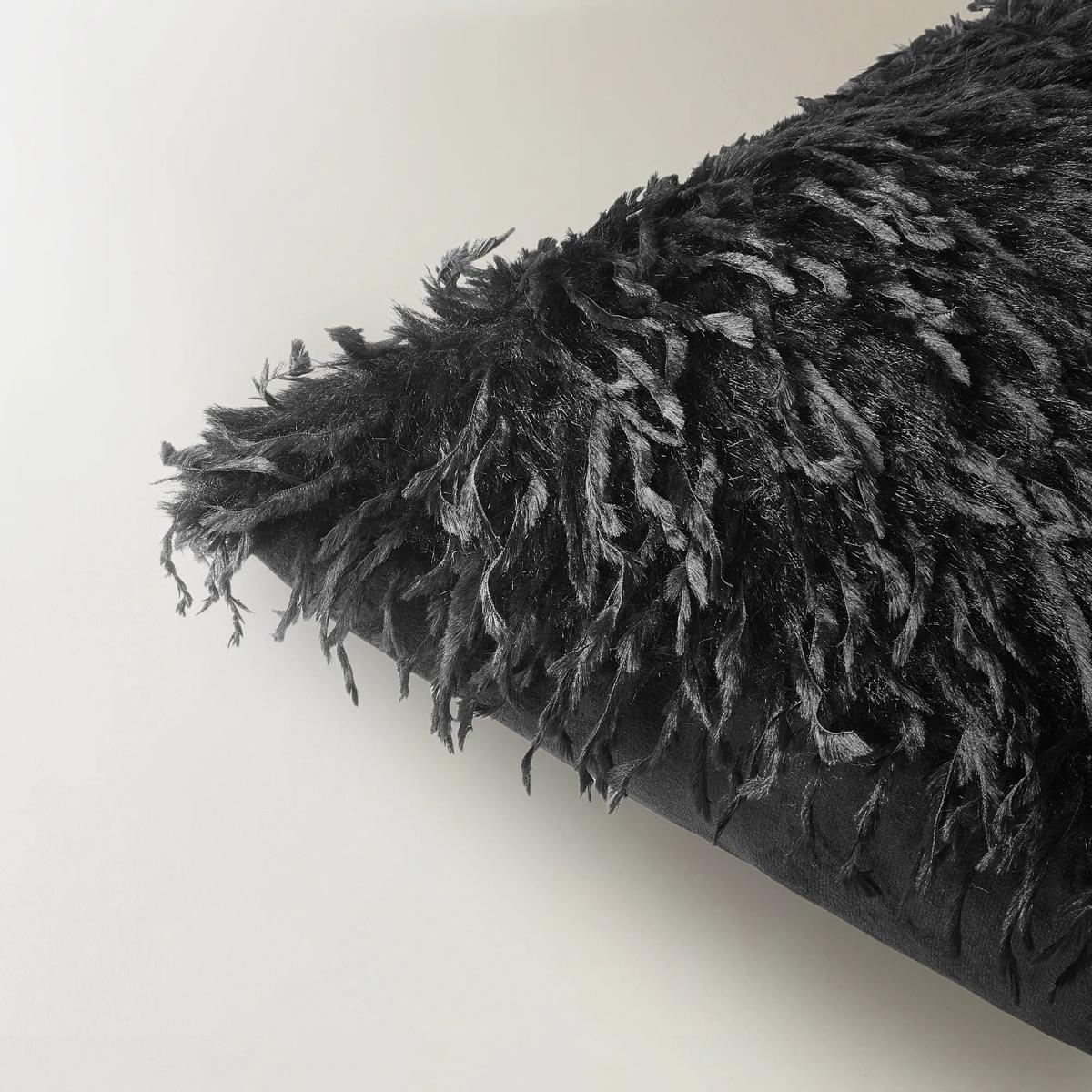 Pluma Faux Feather Pillow 22" - Black