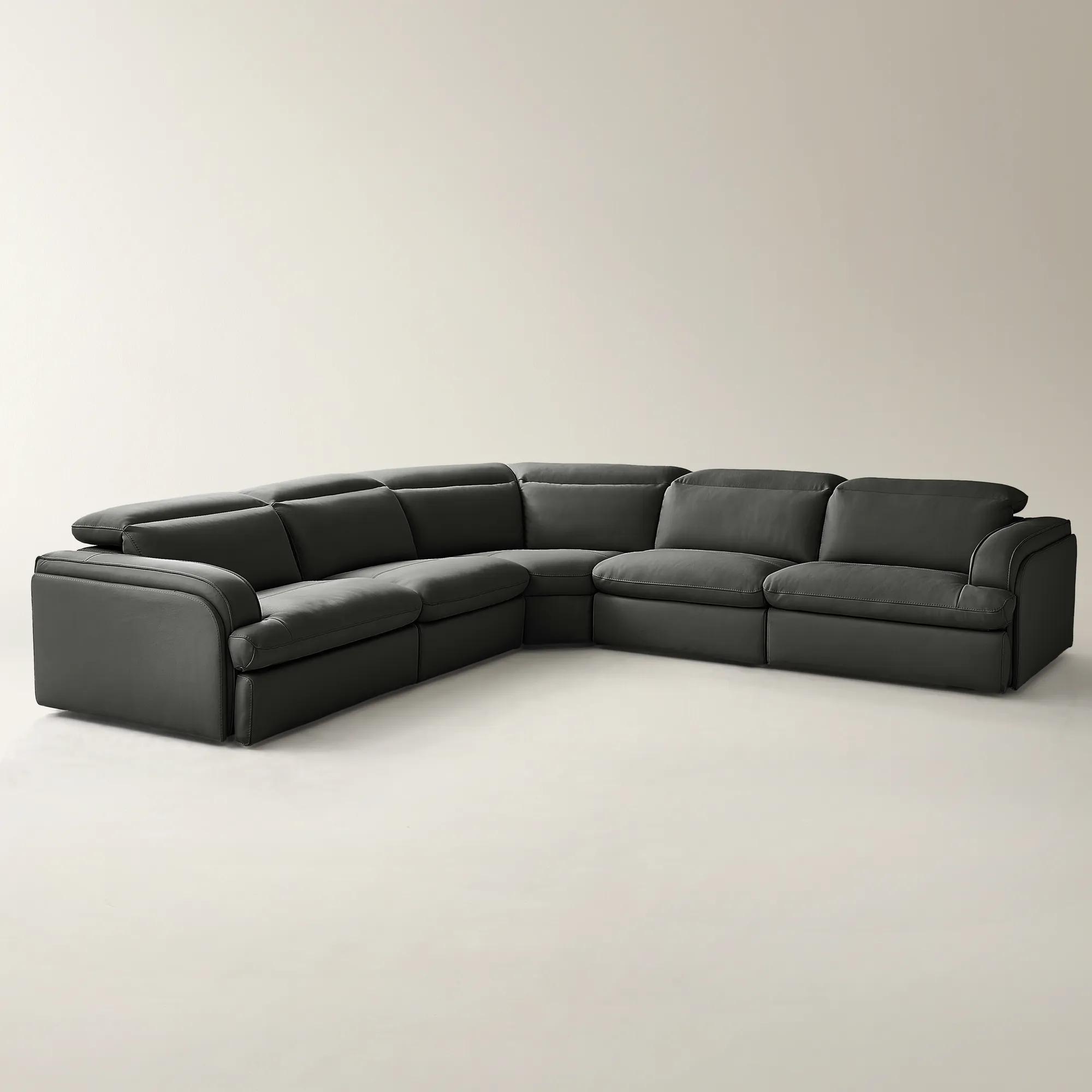 Terra 5-Piece Charcoal Leather Sectional | Z Gallerie