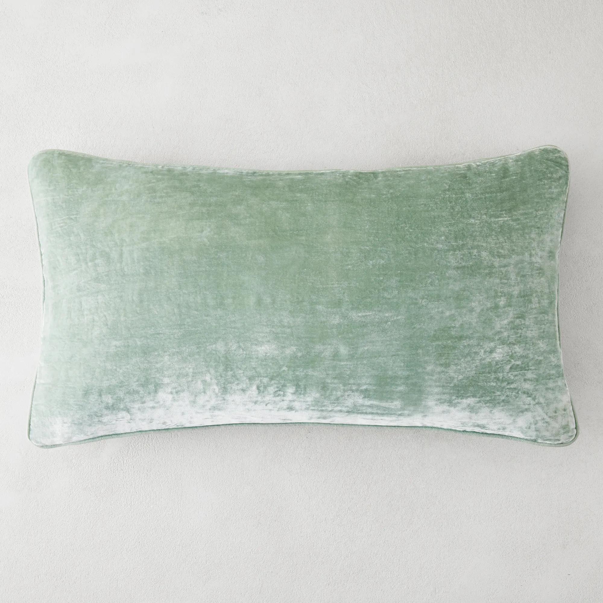 Shelby Silk Velvet Pillow 14" x 26" - Aqua