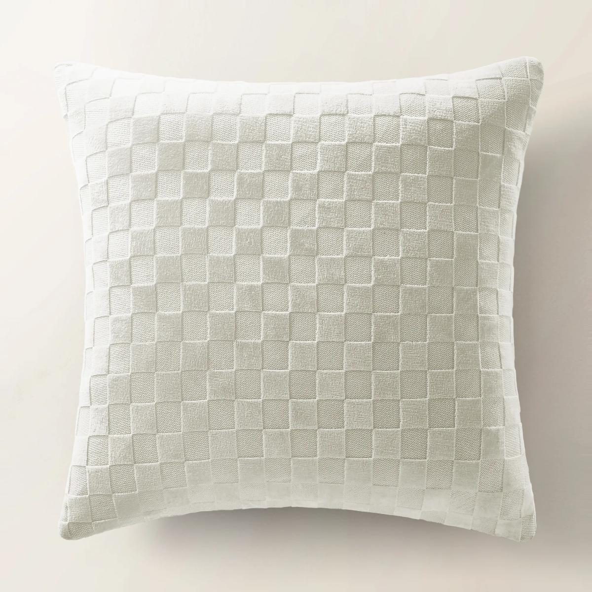 Checker Velvet Pillow 22" - White