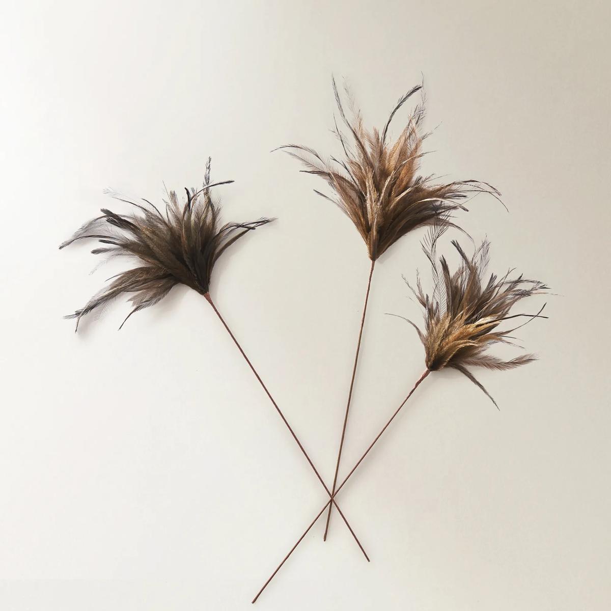 Dark Brown Feather Pick 23.5" - Set of 3