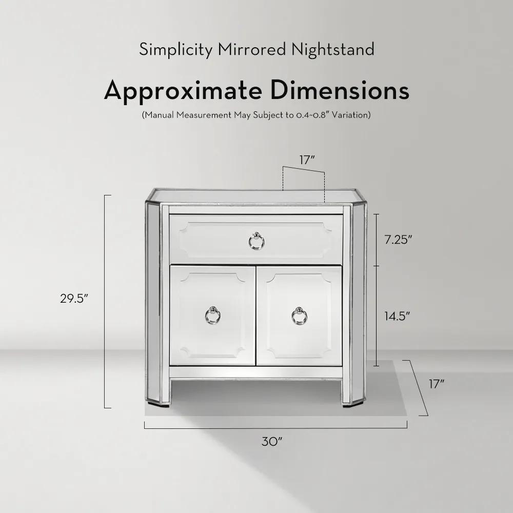 50's Stylebuilt/スタイルビルト U.S.A. ミラートレイ Simplicity Mirrored Silver 1-Drawer Nightstand (30