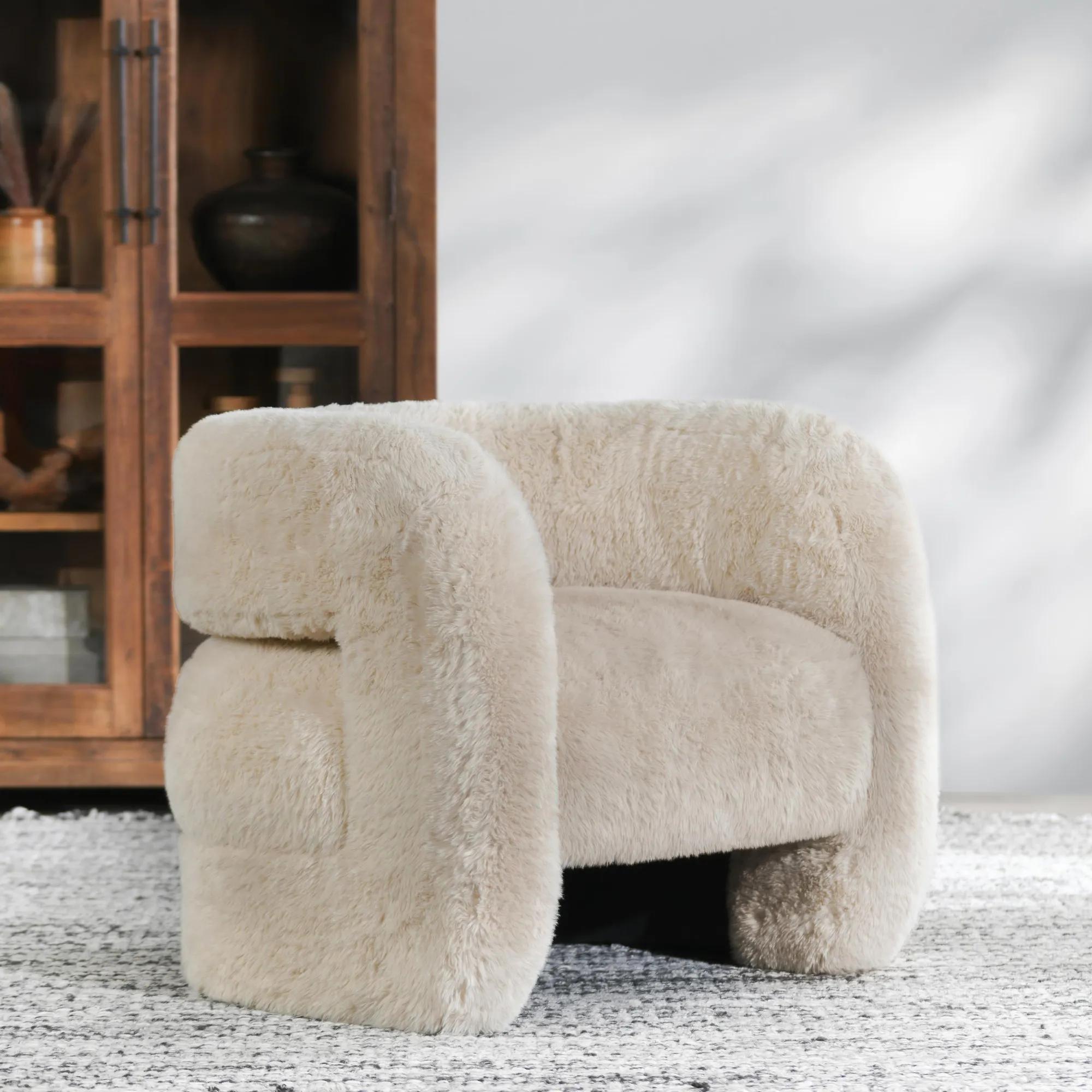 Teddy Plush Accent Chair - Beige