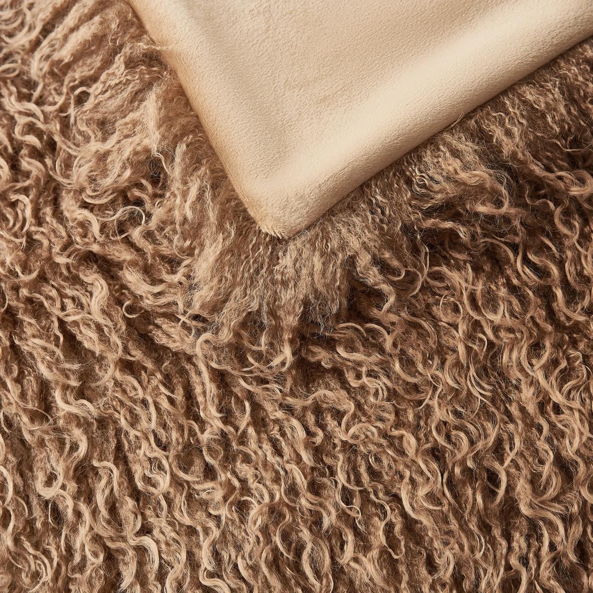 Micah Faux Mongolian Throw 50" x 60" - Mocha