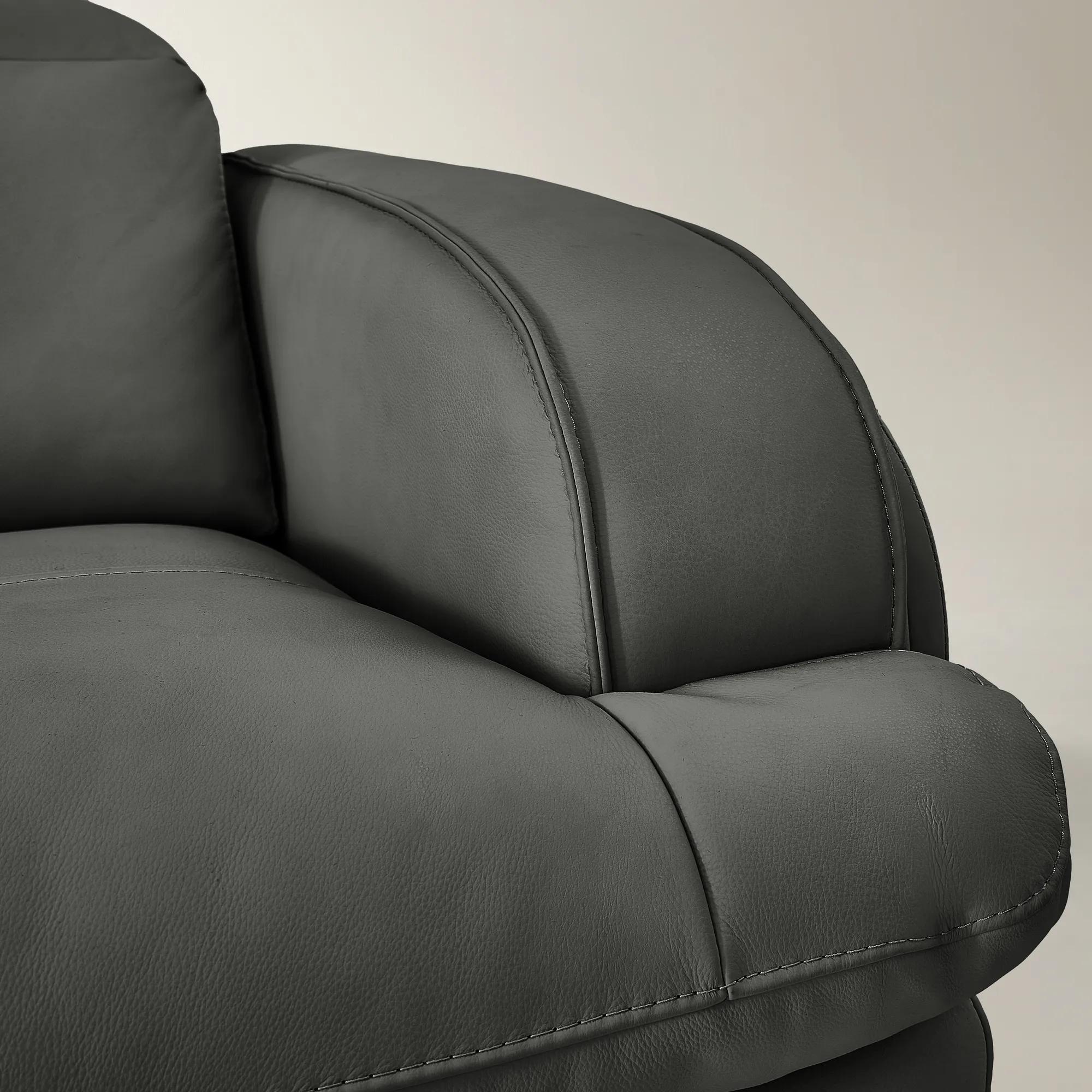 Terra 3-Piece Reclining Charcoal Leather Sectional