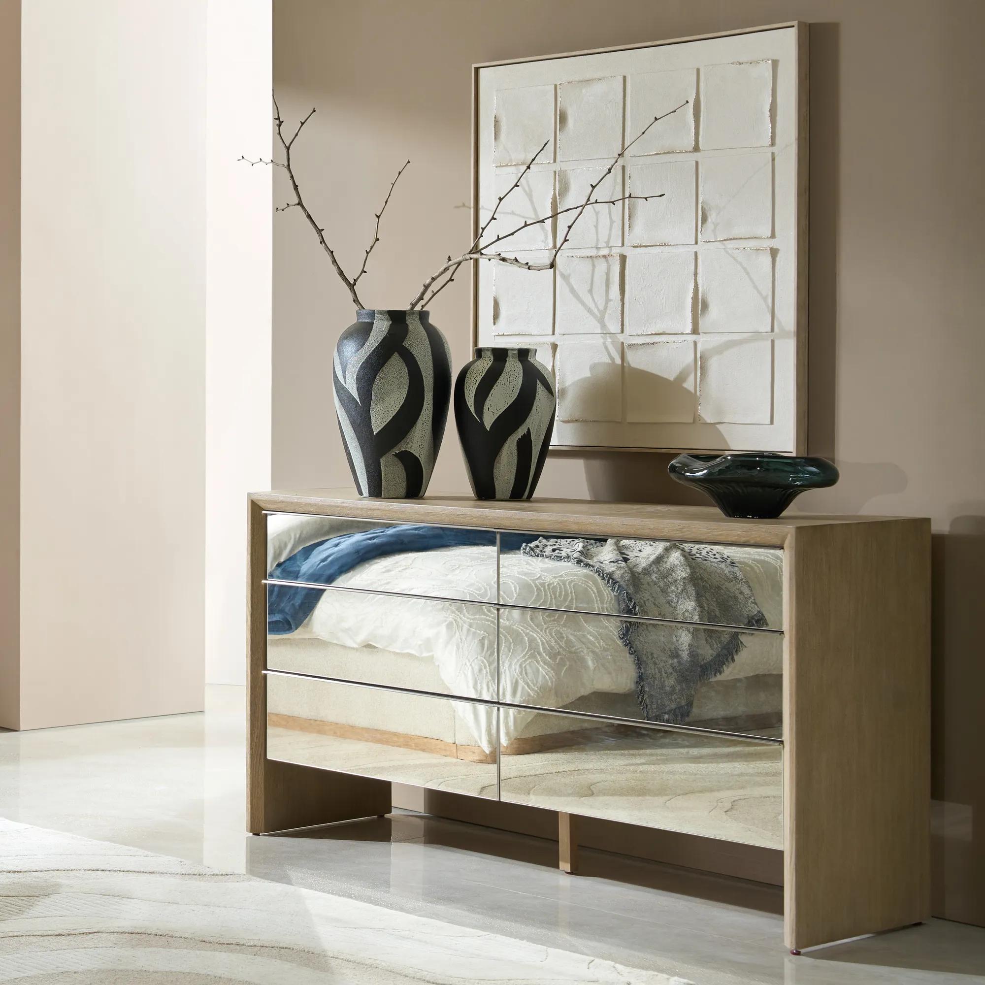 Dreamer∬GALLERY Simplicity Mirrored 5 Drawer Tall Chest