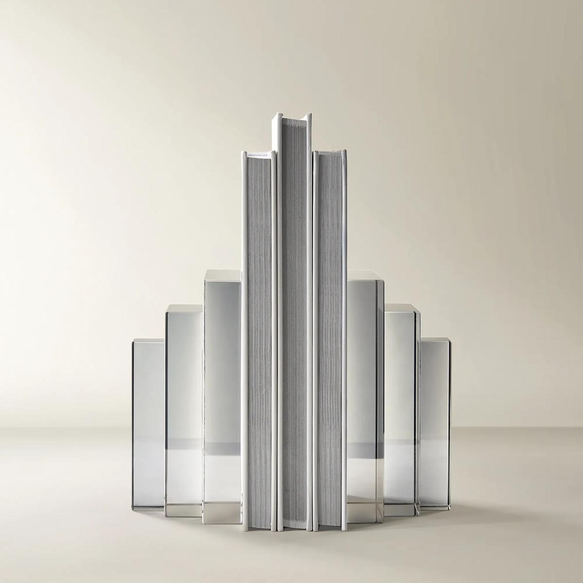 Lucca Crystal Bookends - Mirrored Graphite