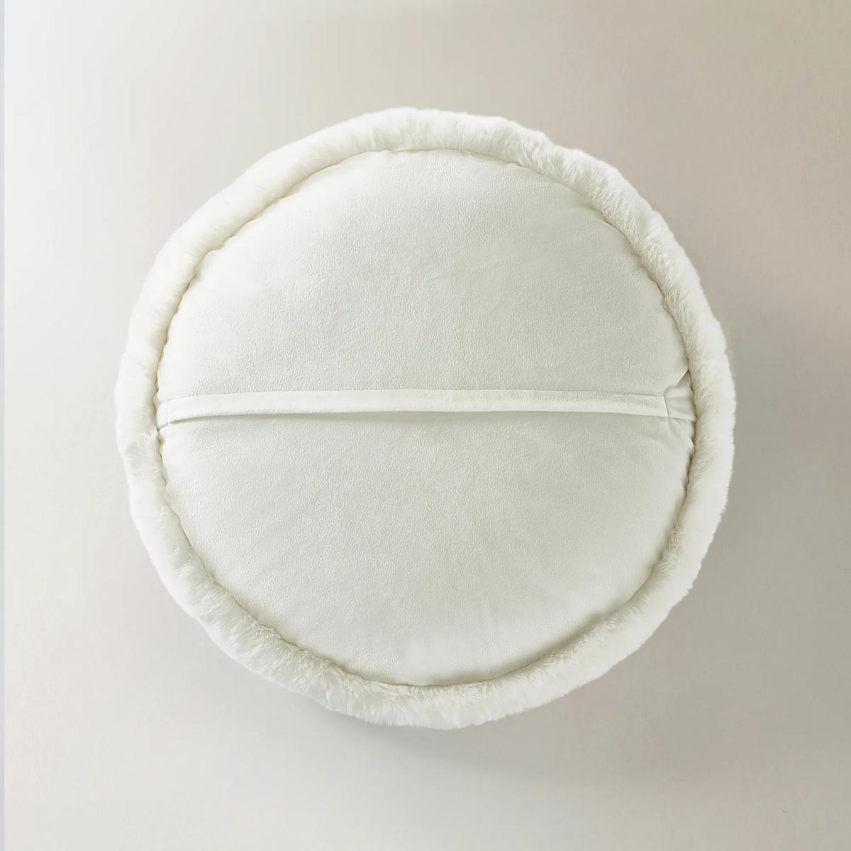 Shay Faux Fur Round Pillow 18" - Ivory