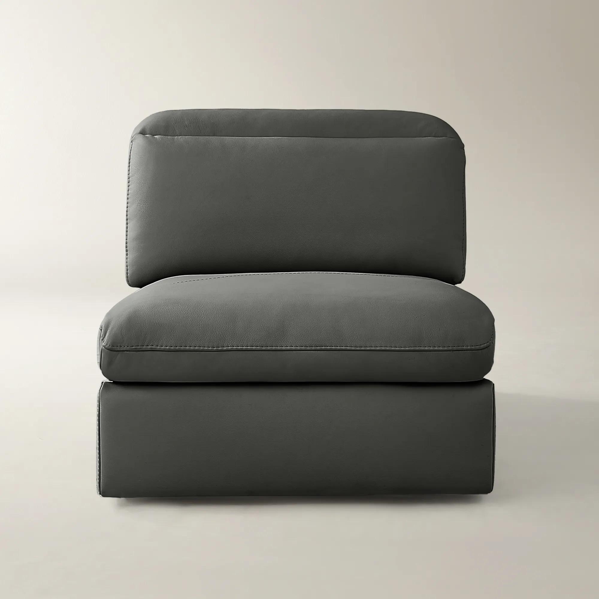 Terra Charcoal Leather Armless Chair With Power Headrest