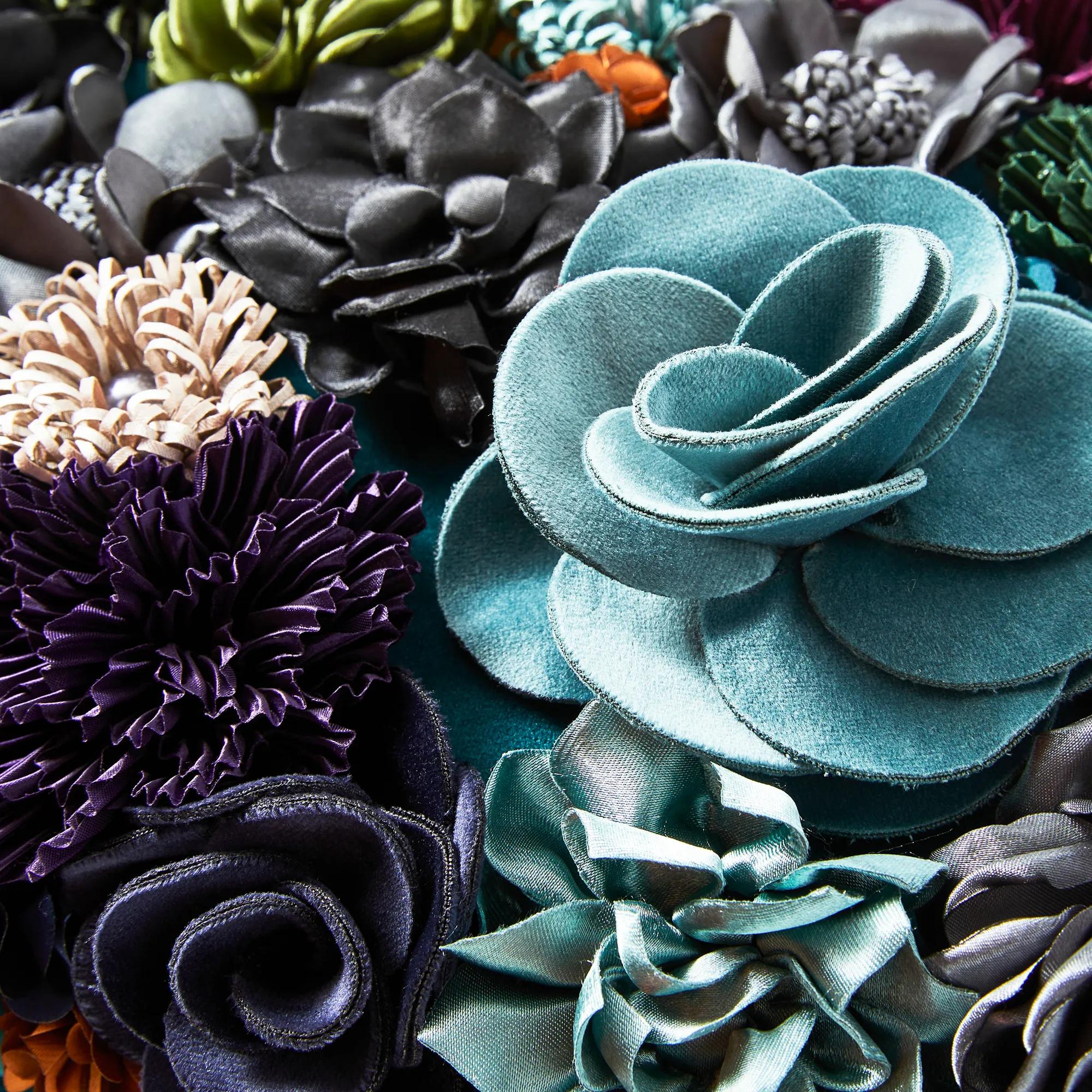 Posy Lumbar Pillow 12" x 20"- Cerulean