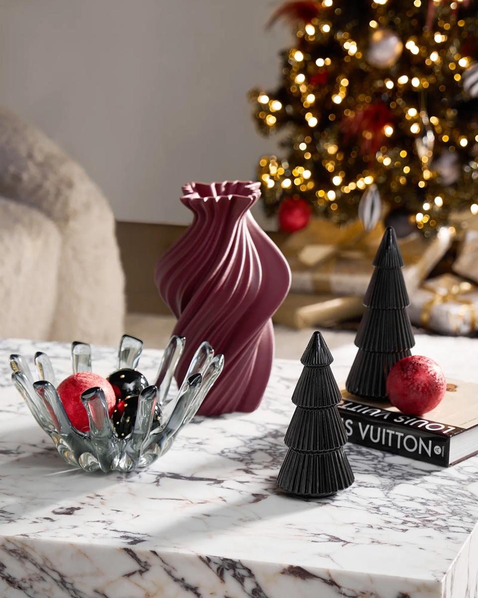 Black Glass Tree Set of 2 - 10" & 11"
