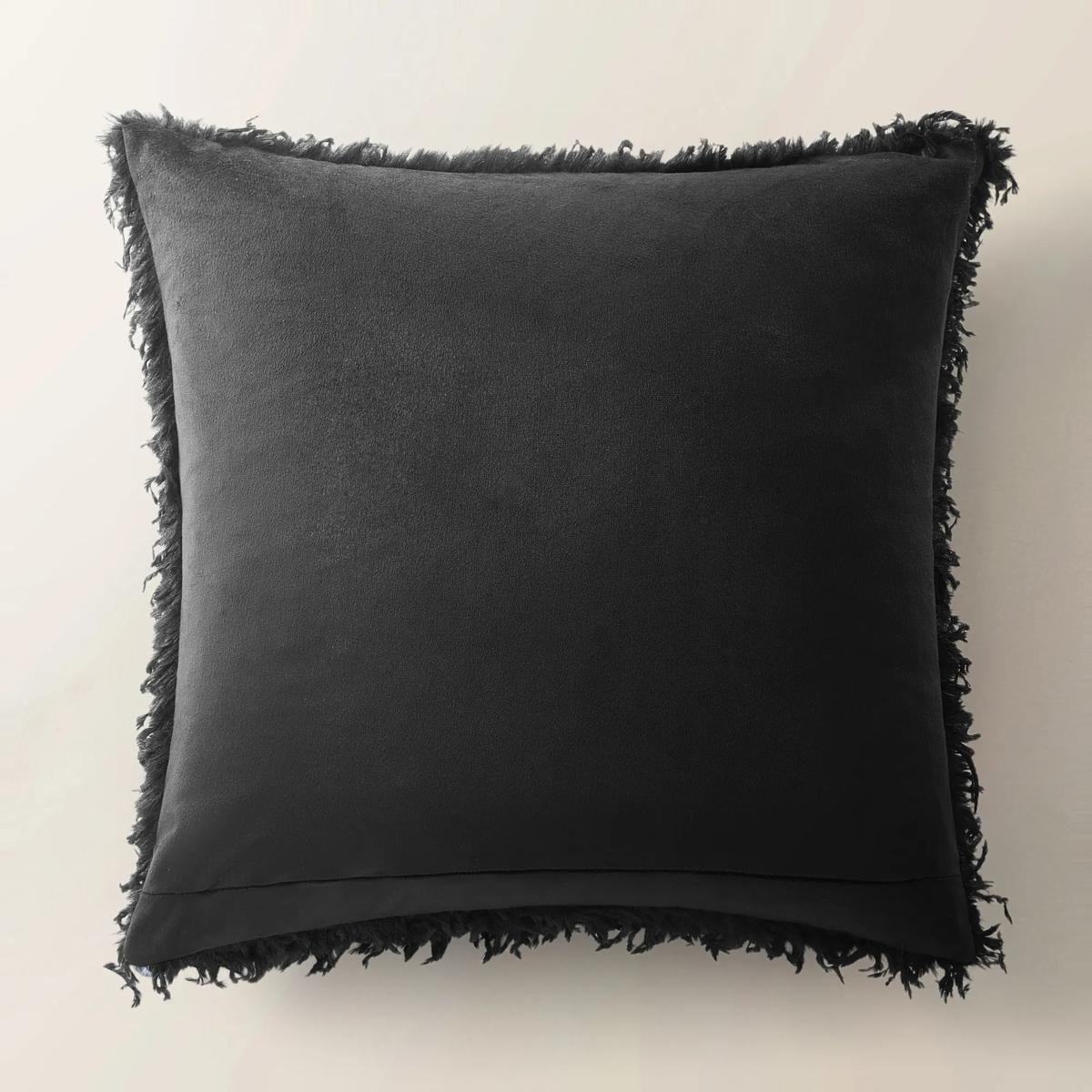 Pluma Faux Feather Pillow 22" - Black