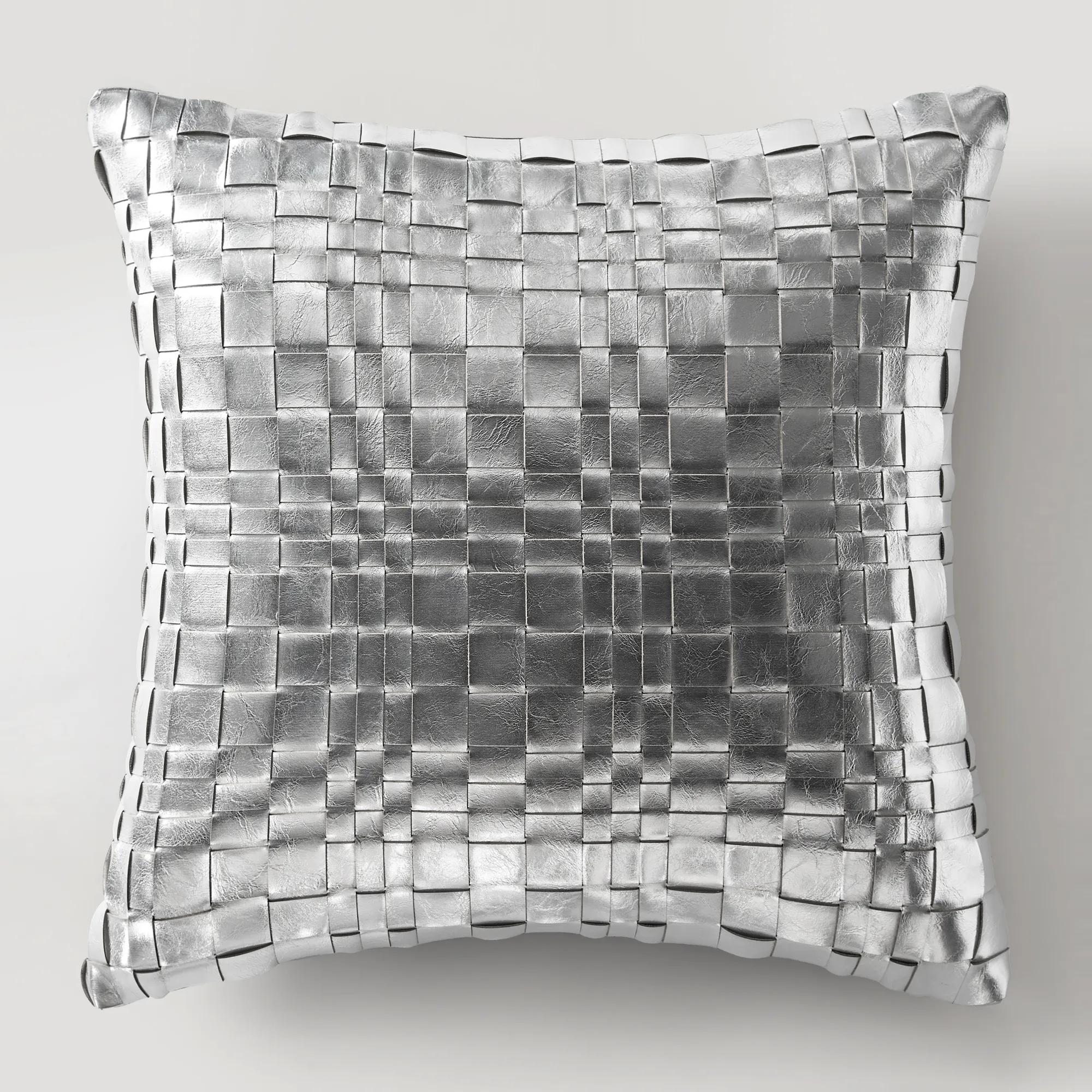 Metallic Woven Pillow 20" - Silver