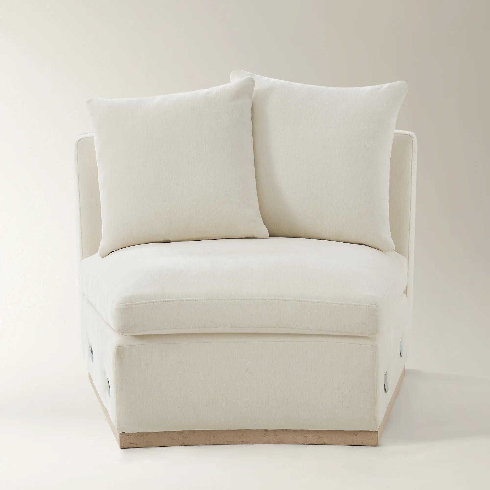 Stria Ivory Chenille Armless Chair | Z Gallerie