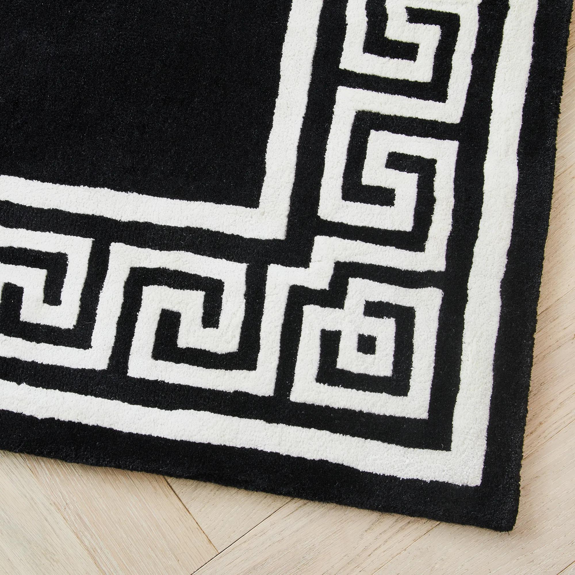 Greek Key Rug - Black/Ivory