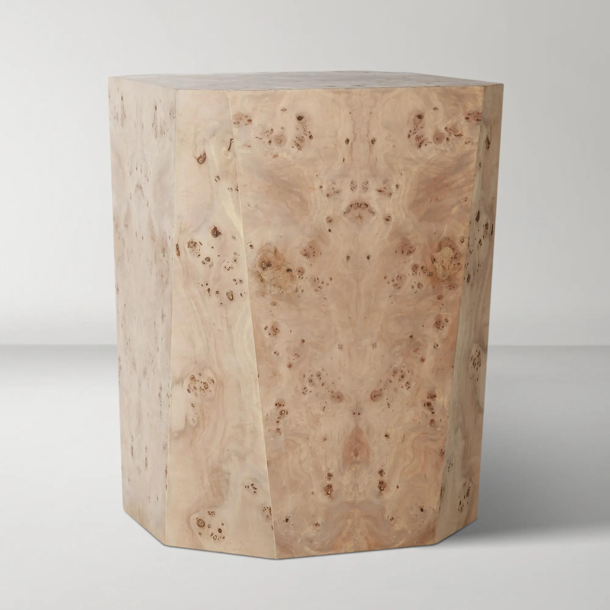 Avena Burl Wood 17" Square End Table - Natural