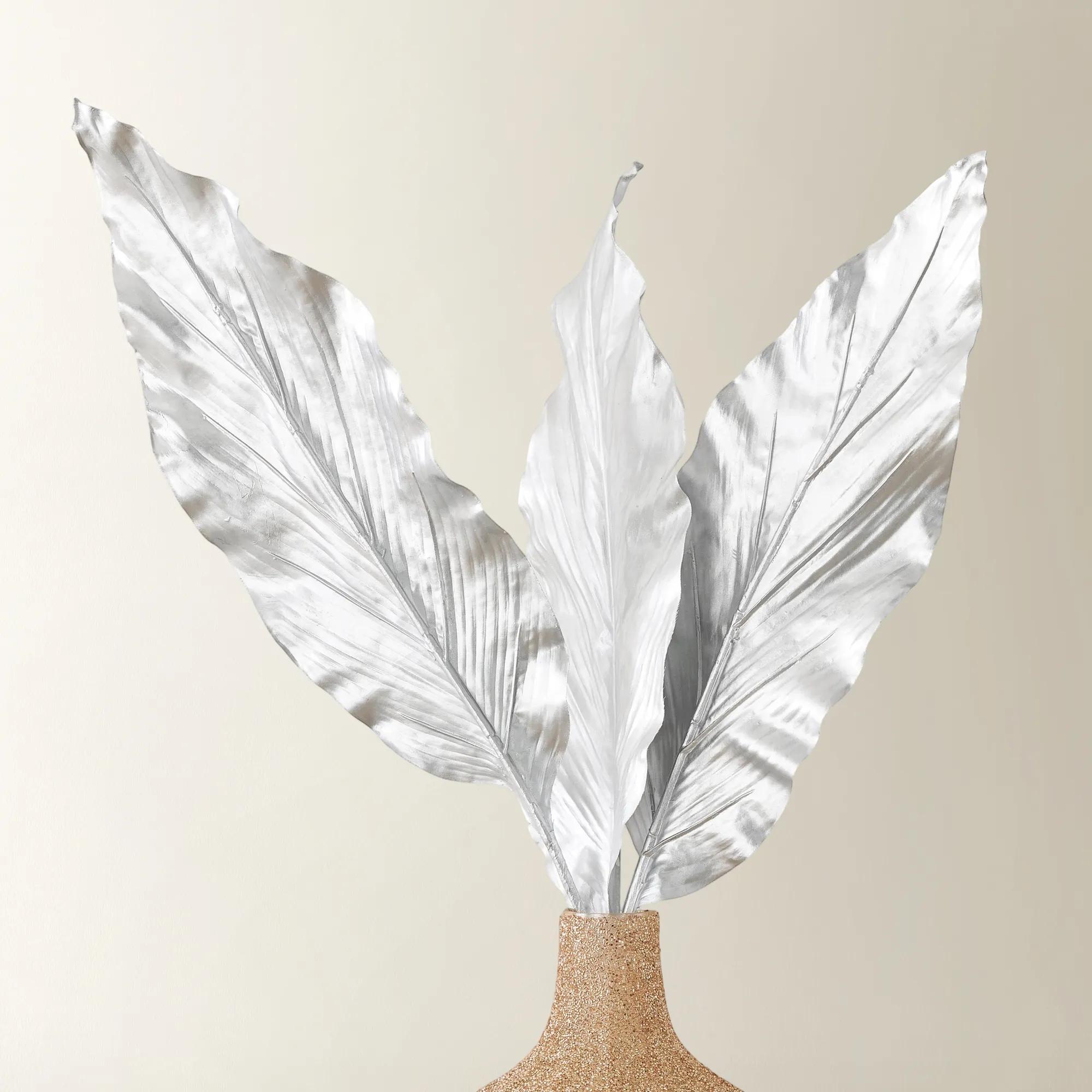 Faux Canna Leaf Branch 38" Set of 3