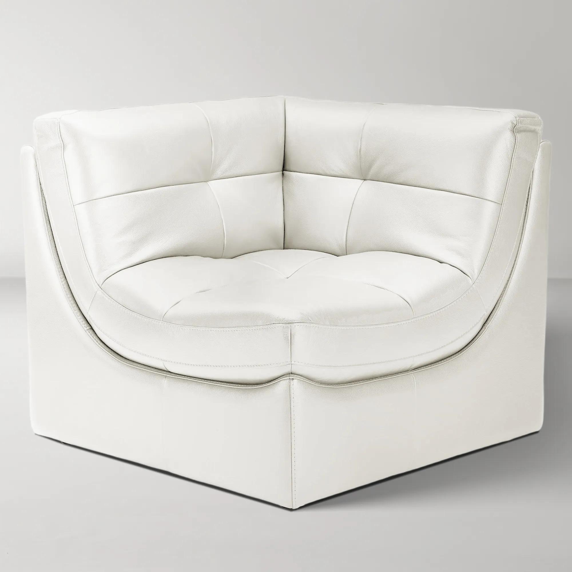 Convo White Leather Corner Chair