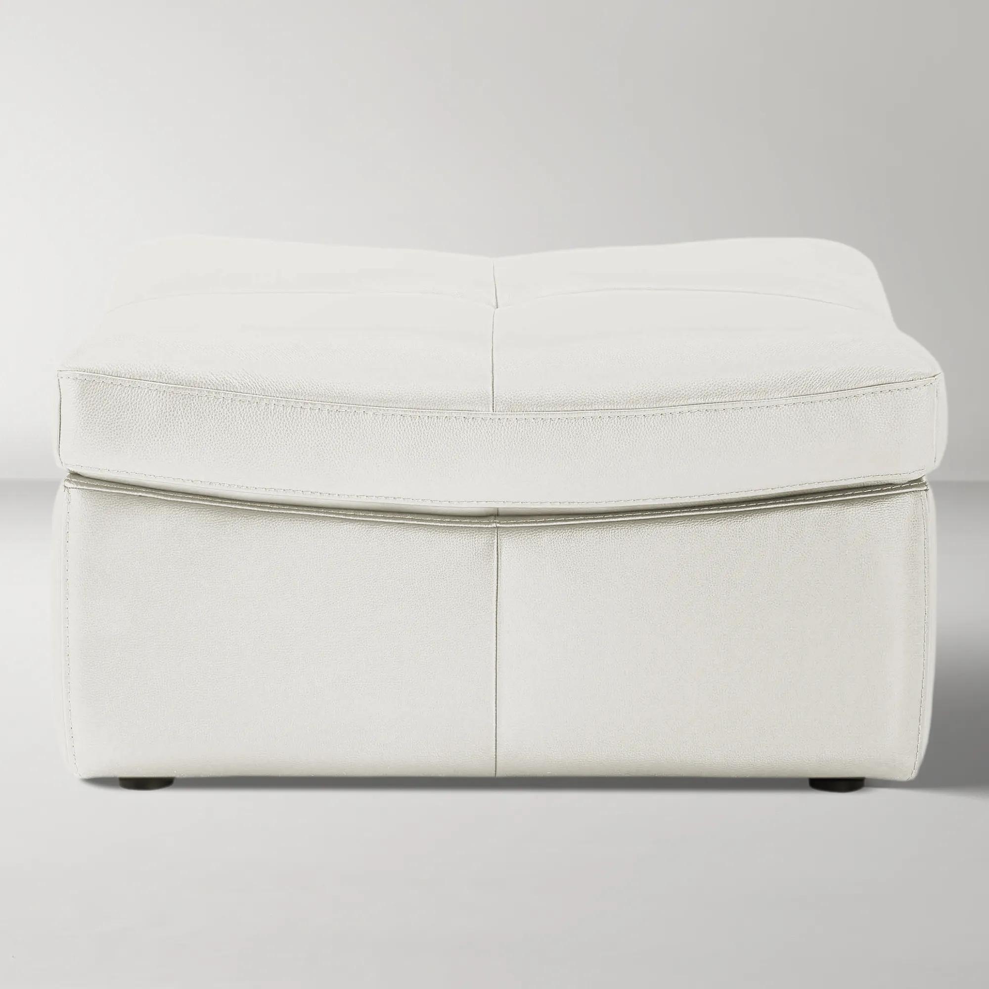 Convo White Leather Ottoman