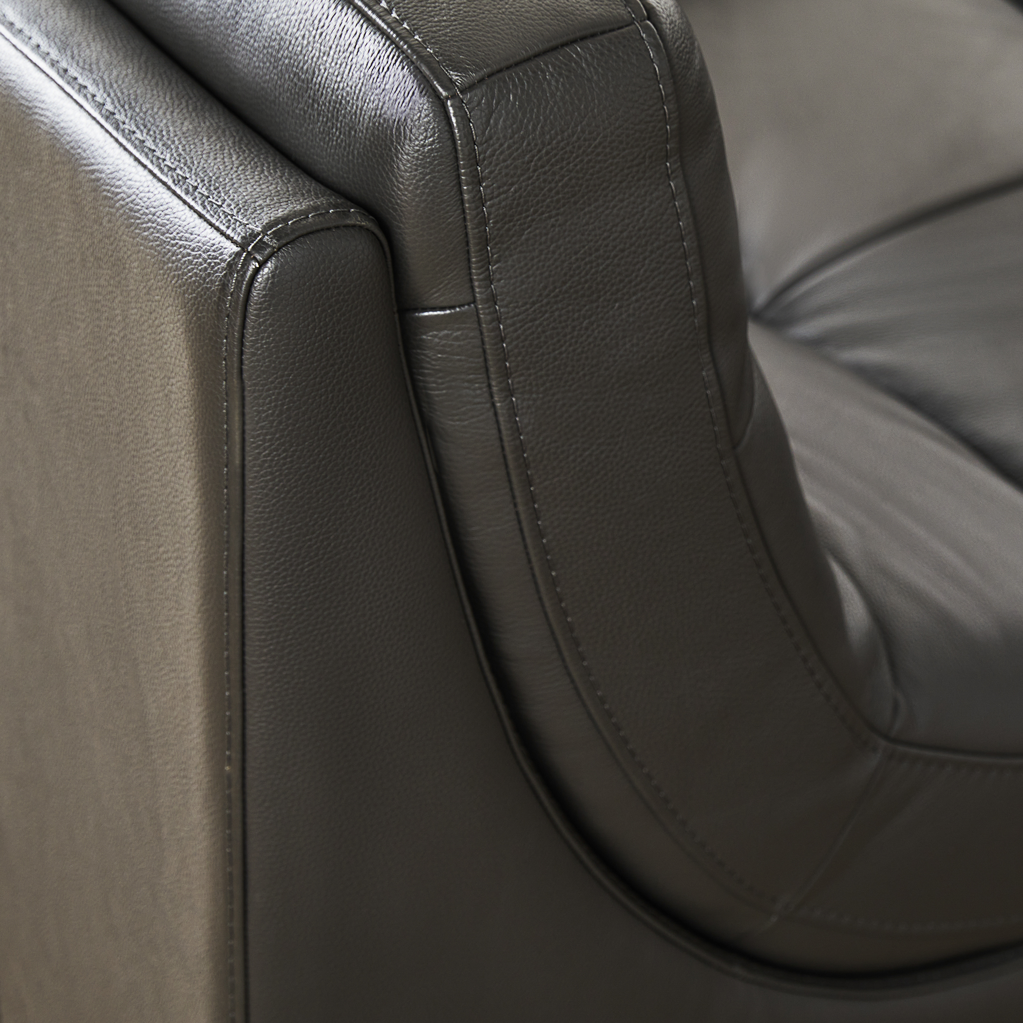 Convo 5-Piece U- Shaped Charcoal Leather Sectional Sofa