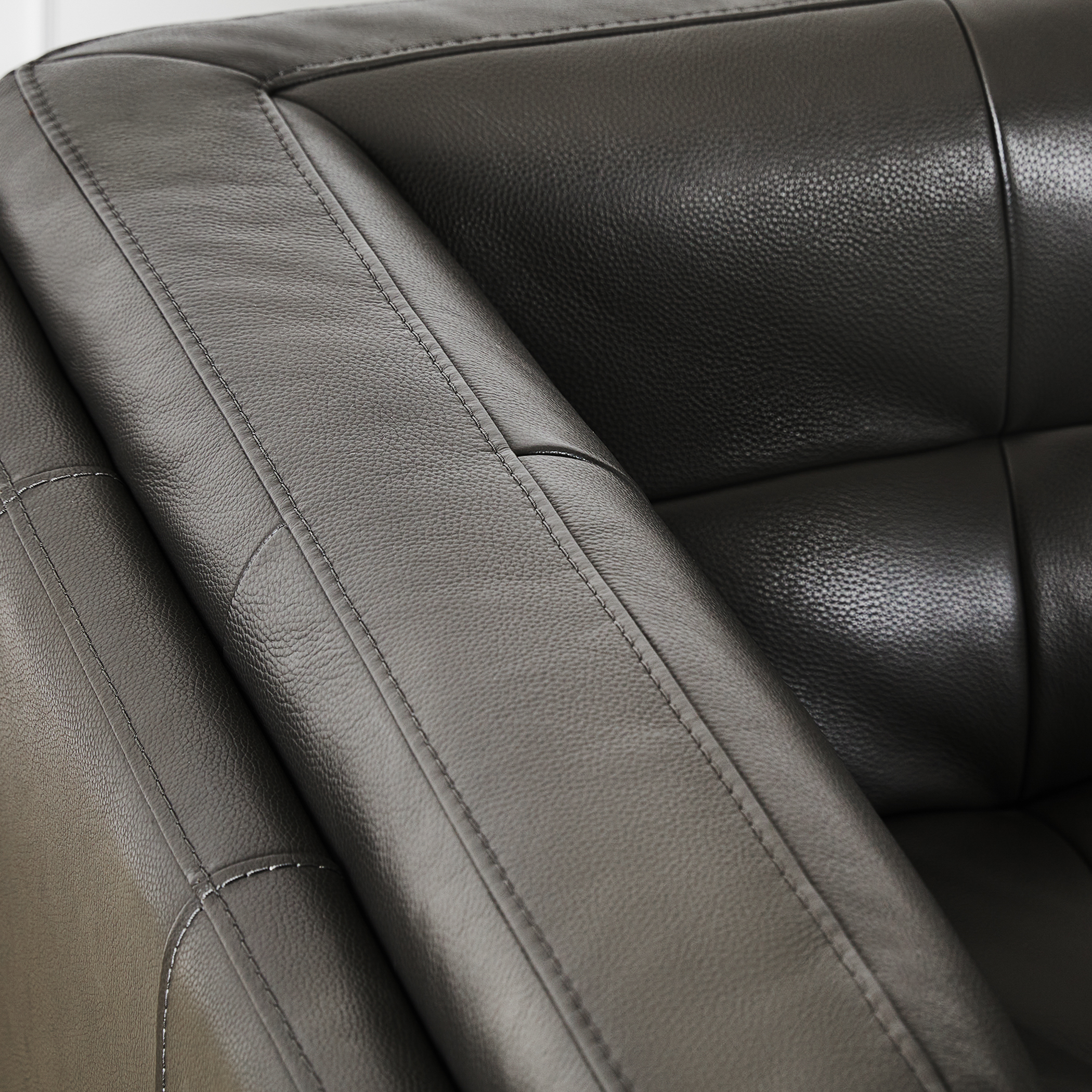 Convo 5-Piece U- Shaped Charcoal Leather Sectional Sofa