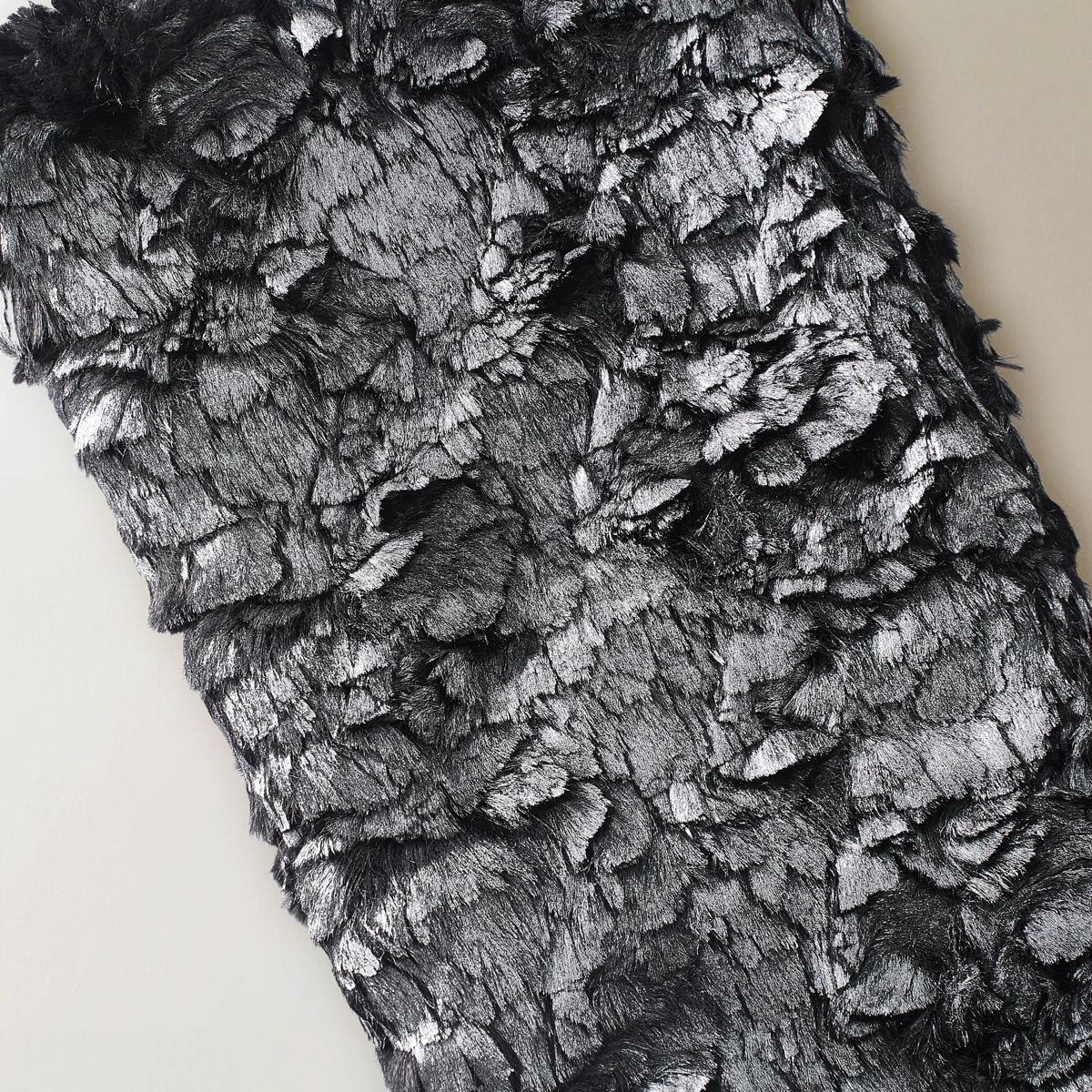 Celeste Metallic Faux Fur Stocking - Graphite