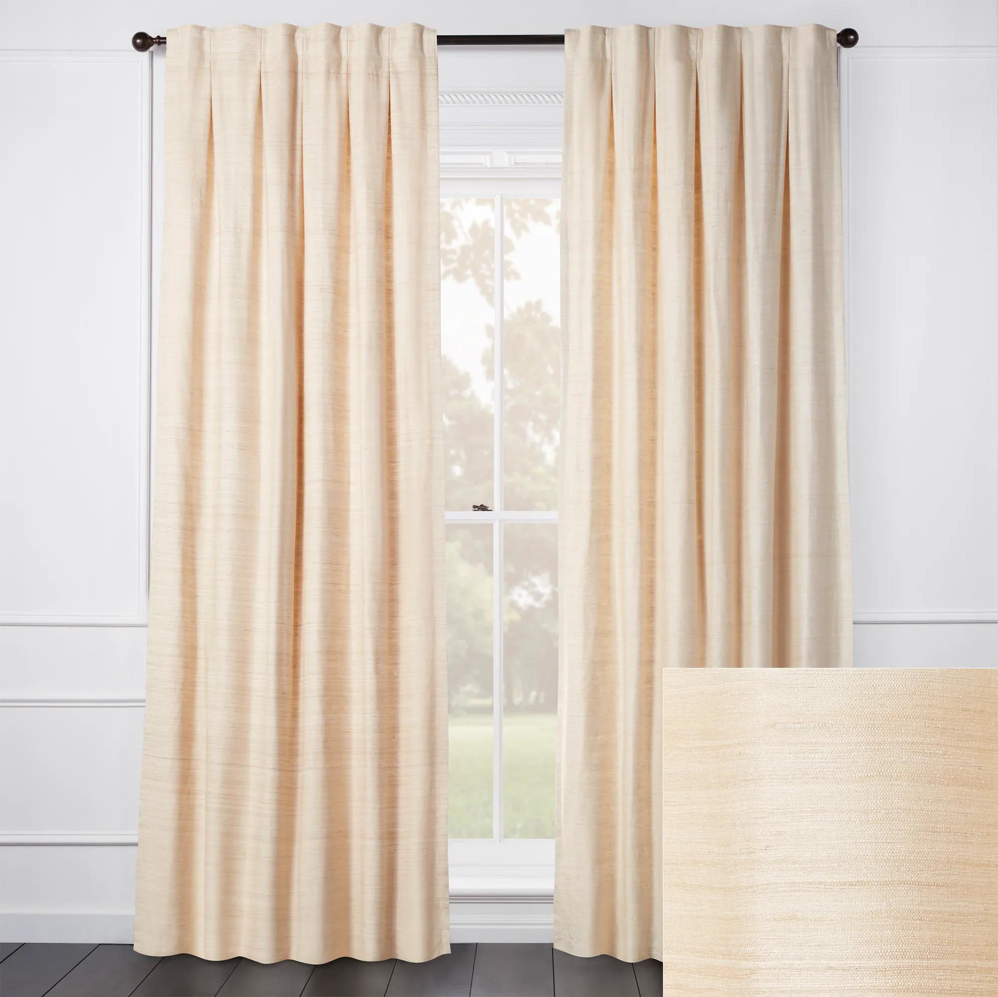 Aiya Silk Natural Curtain - Custom