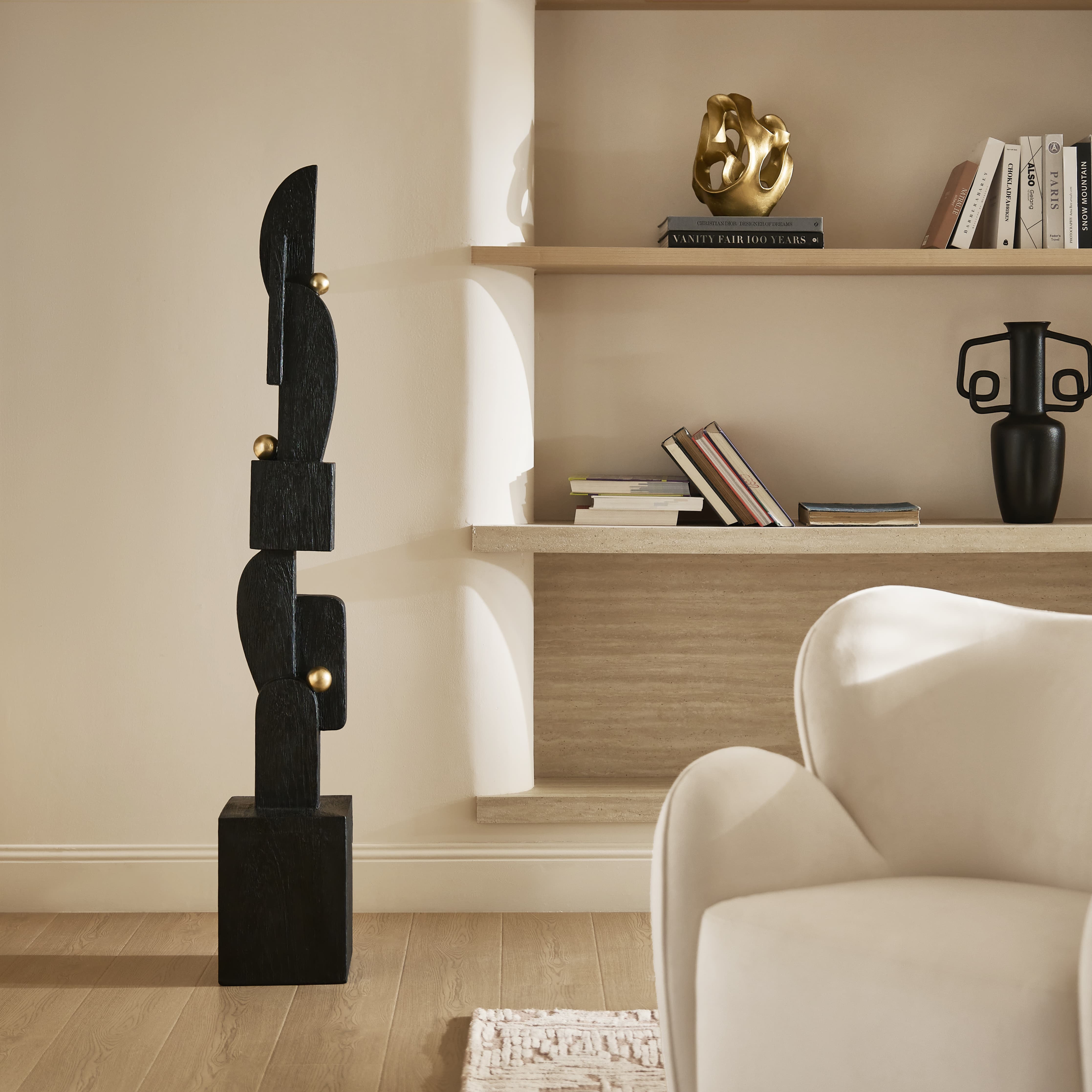 Cubism Black Resin Floor Totem 65"