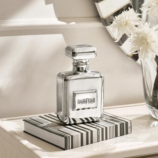 Parfum Bottle Silver Ceramic High Gloss Coin Bank