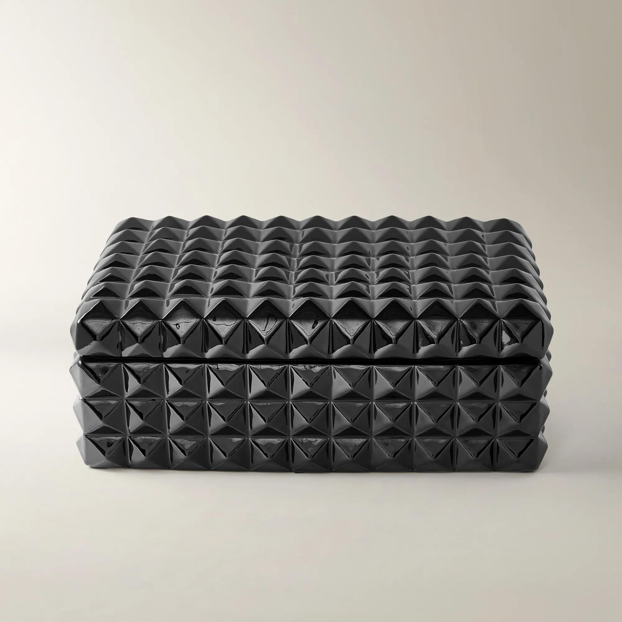 Studded Black Ceramic Box Large