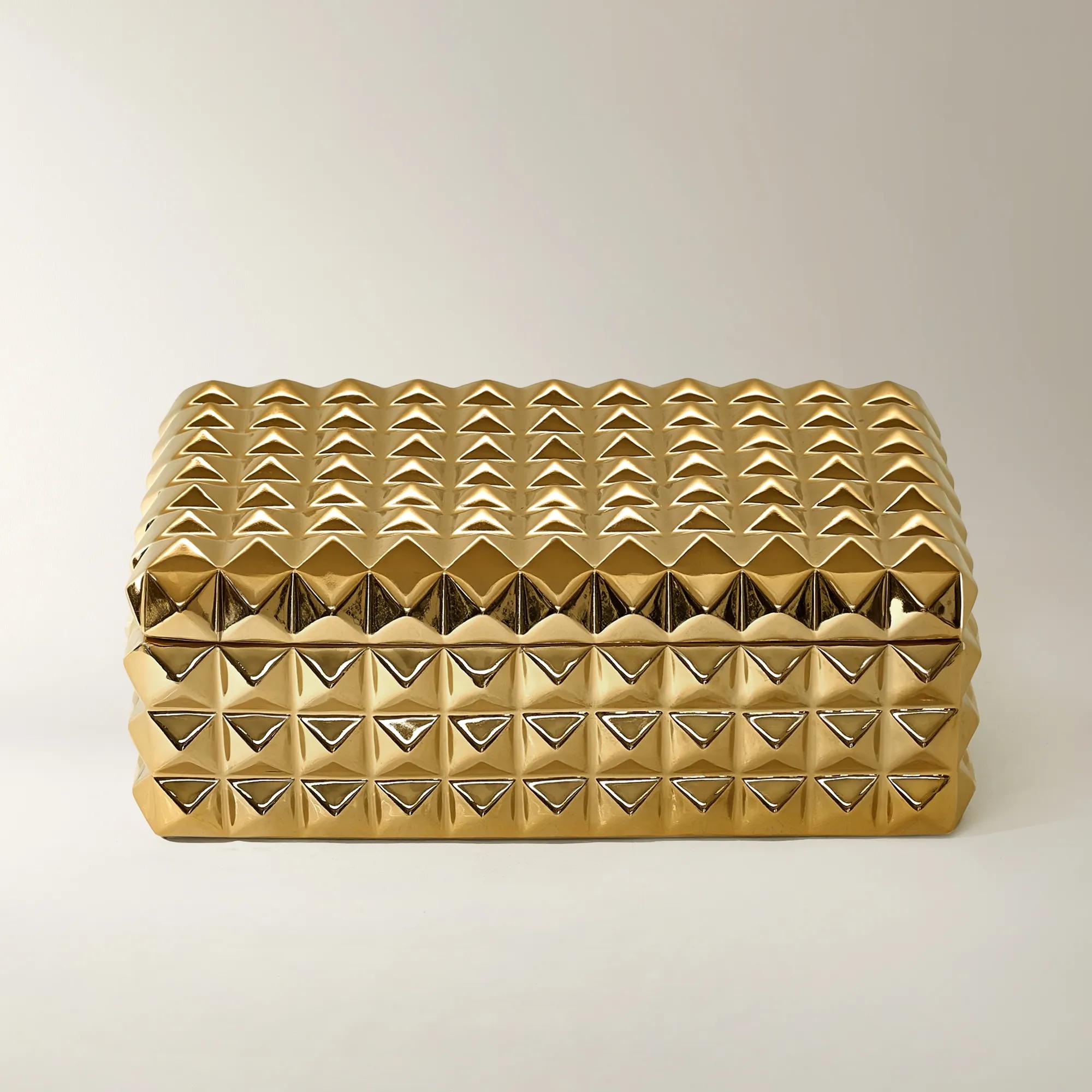 Studded Gold Ceramic Box Large