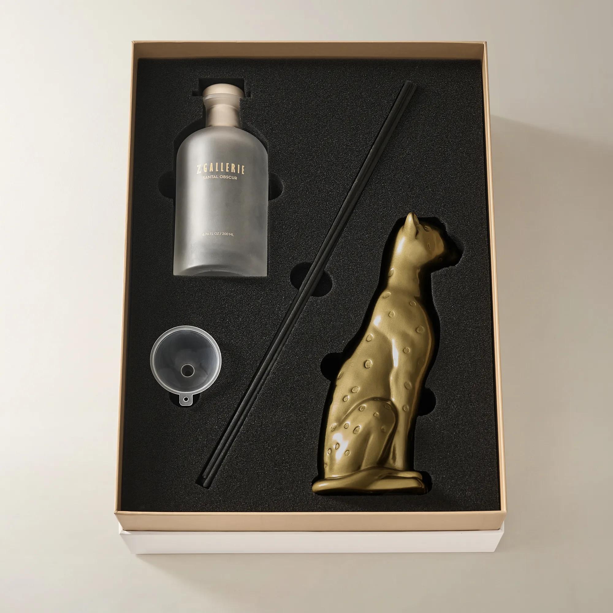 Leo Soft Gold Ceramic Diffuser Gift Set