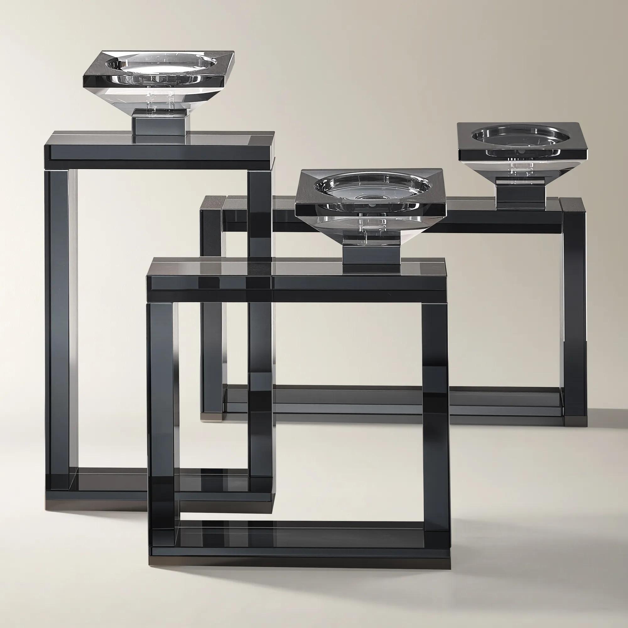 Linx Graphite Crystal Glass Pillar Holders | Z Gallerie