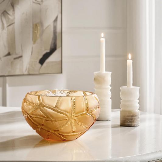 Rowen Glass Bowl - Honey Gold