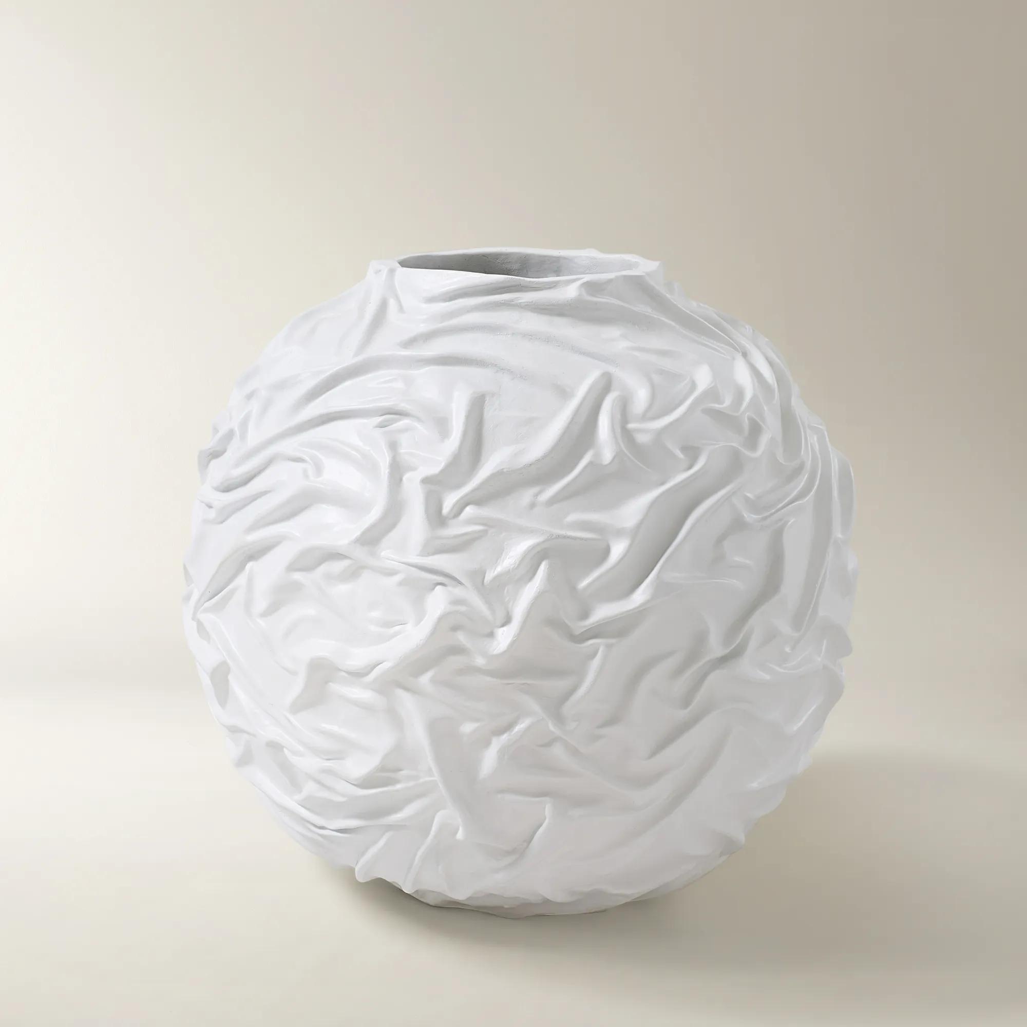 Crumple Floor Vase - White