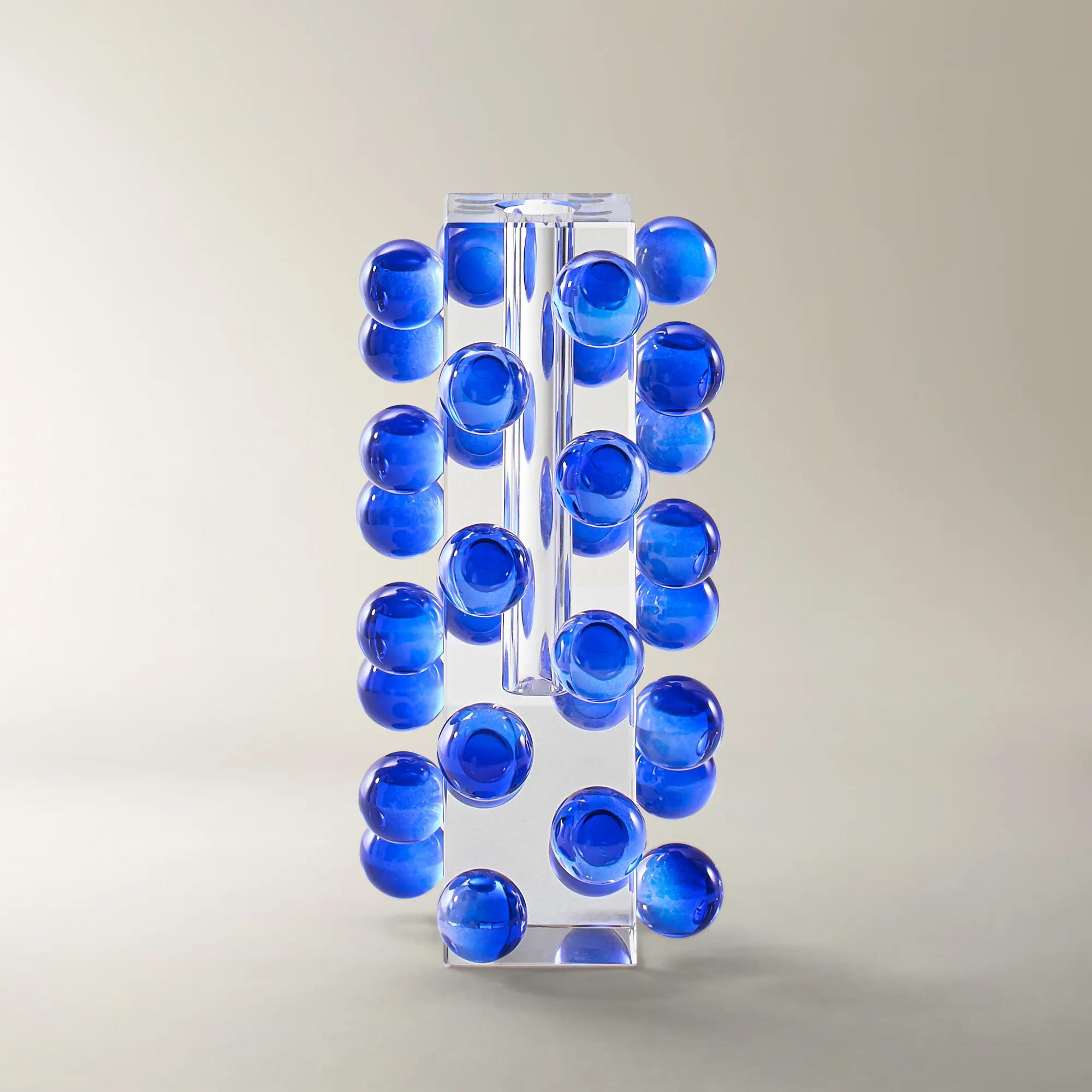 花瓶・フラワースタンド IWATA Glass Vase Bubble Blue Stripe Bubble Vase Blue