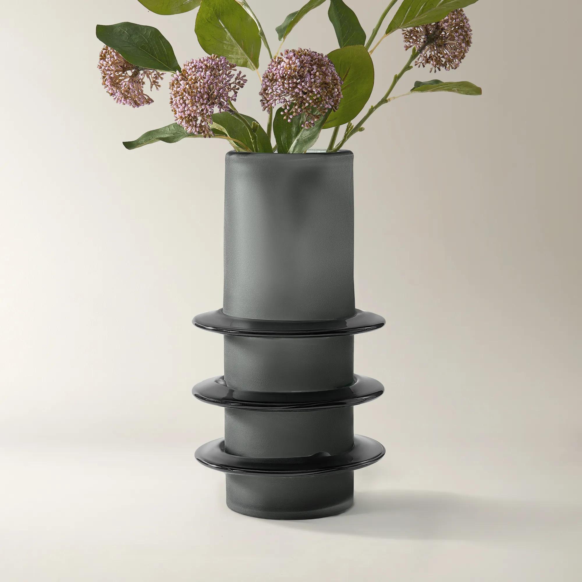 Pierre Glass Vase - Charcoal