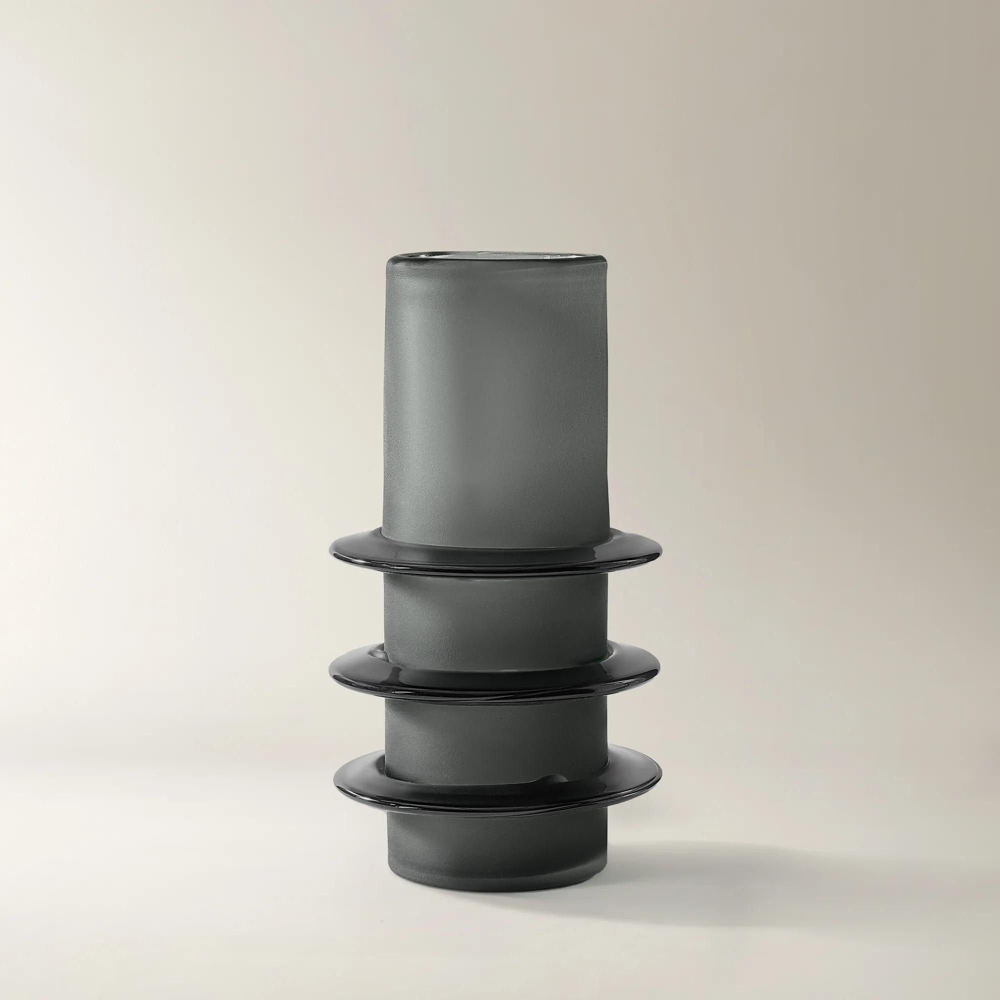 Pierre Glass Vase - Charcoal