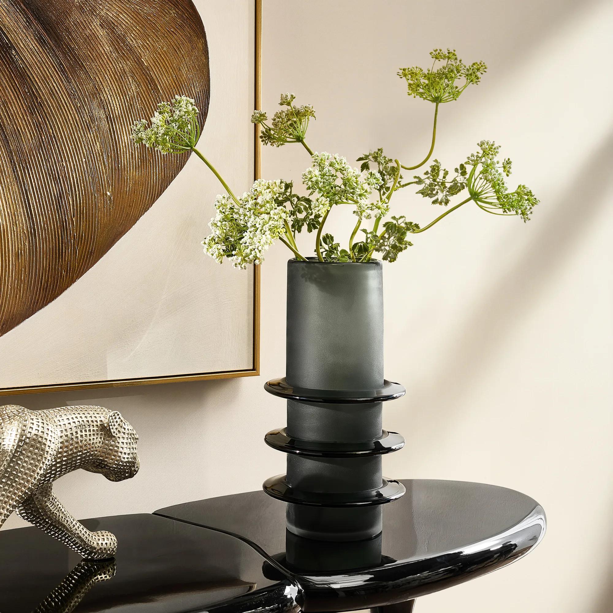 Pierre Glass Vase - Charcoal