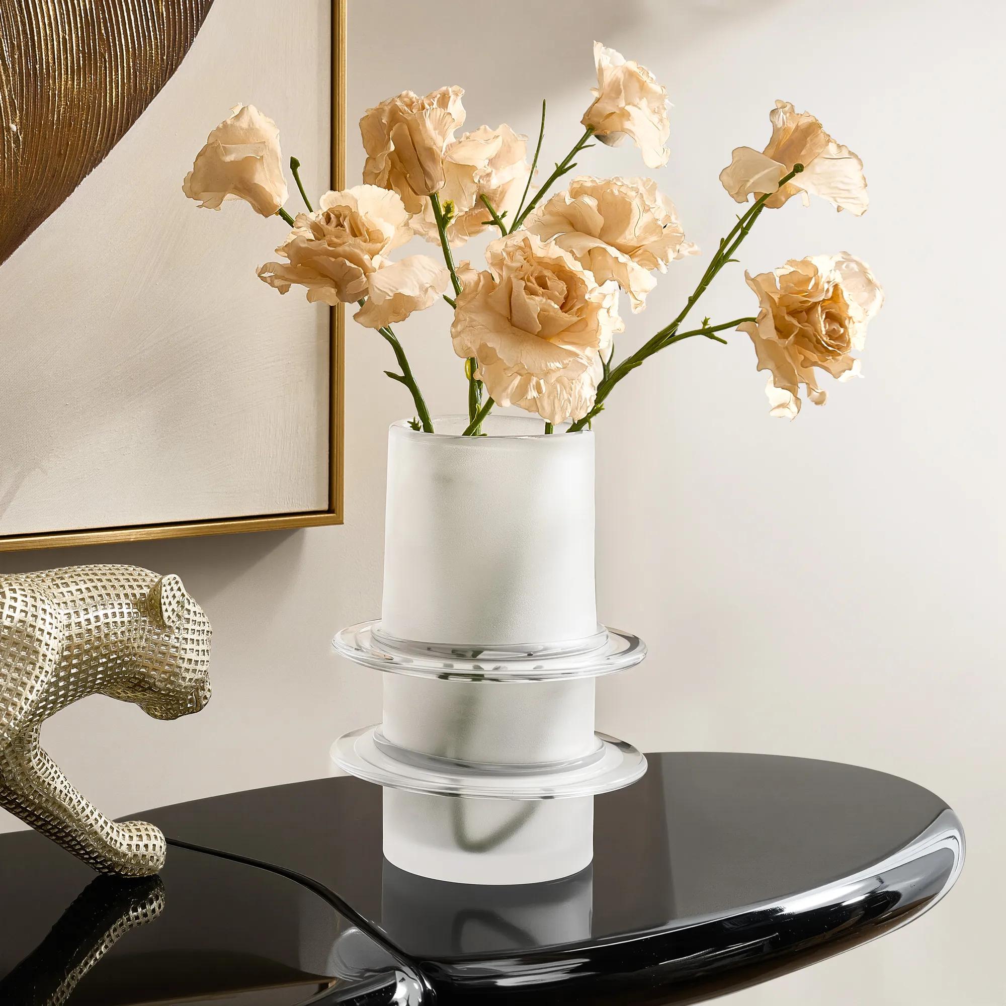 Pierre Glass Vase - Frosted White
