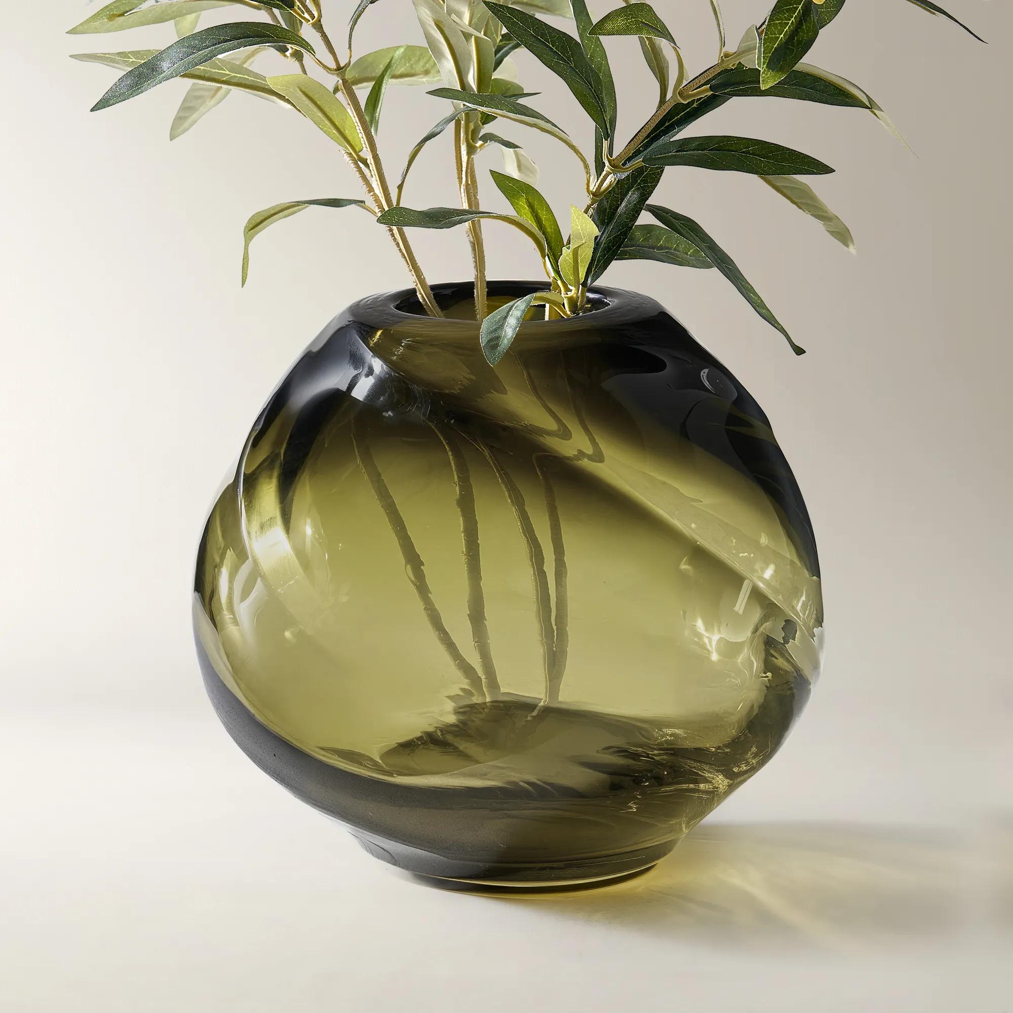 Dyan Glass Vase - Muted Olive