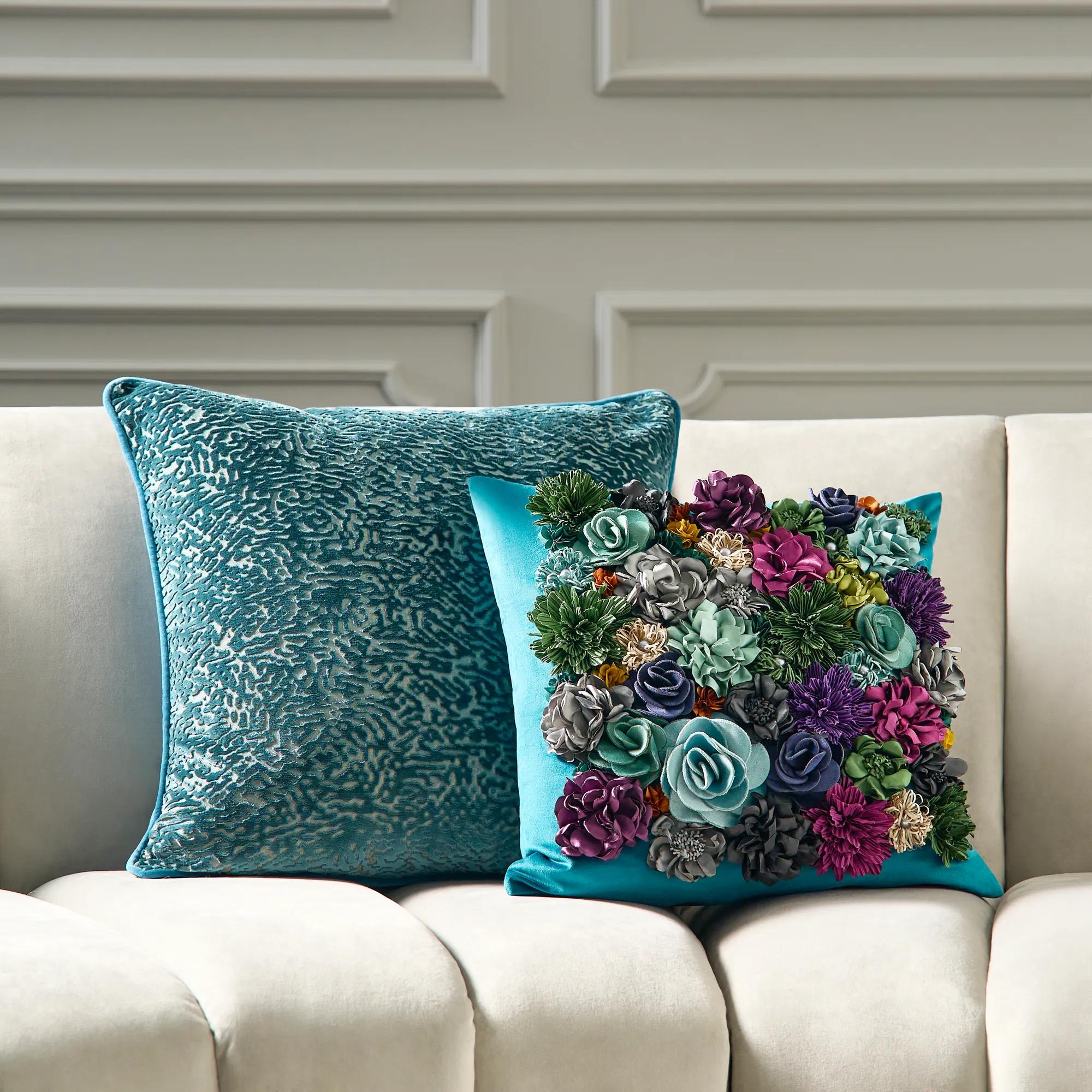 Posy Pillow 18" -  Cerulean
