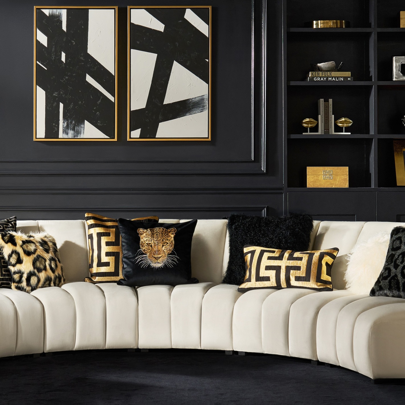Cace Pillow Collection - Black/Gold