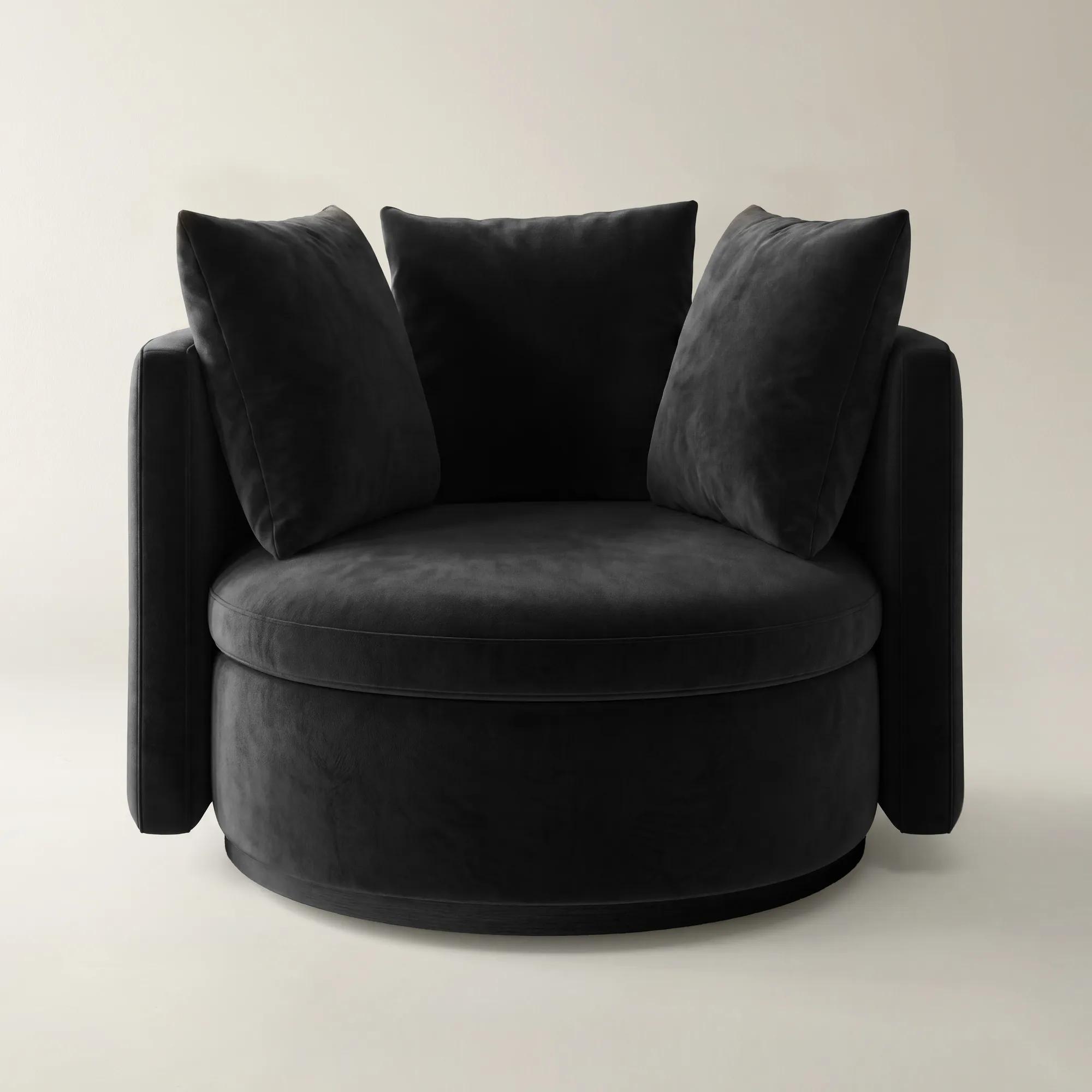 Stria Charcoal Velvet Swivel Accent Chair