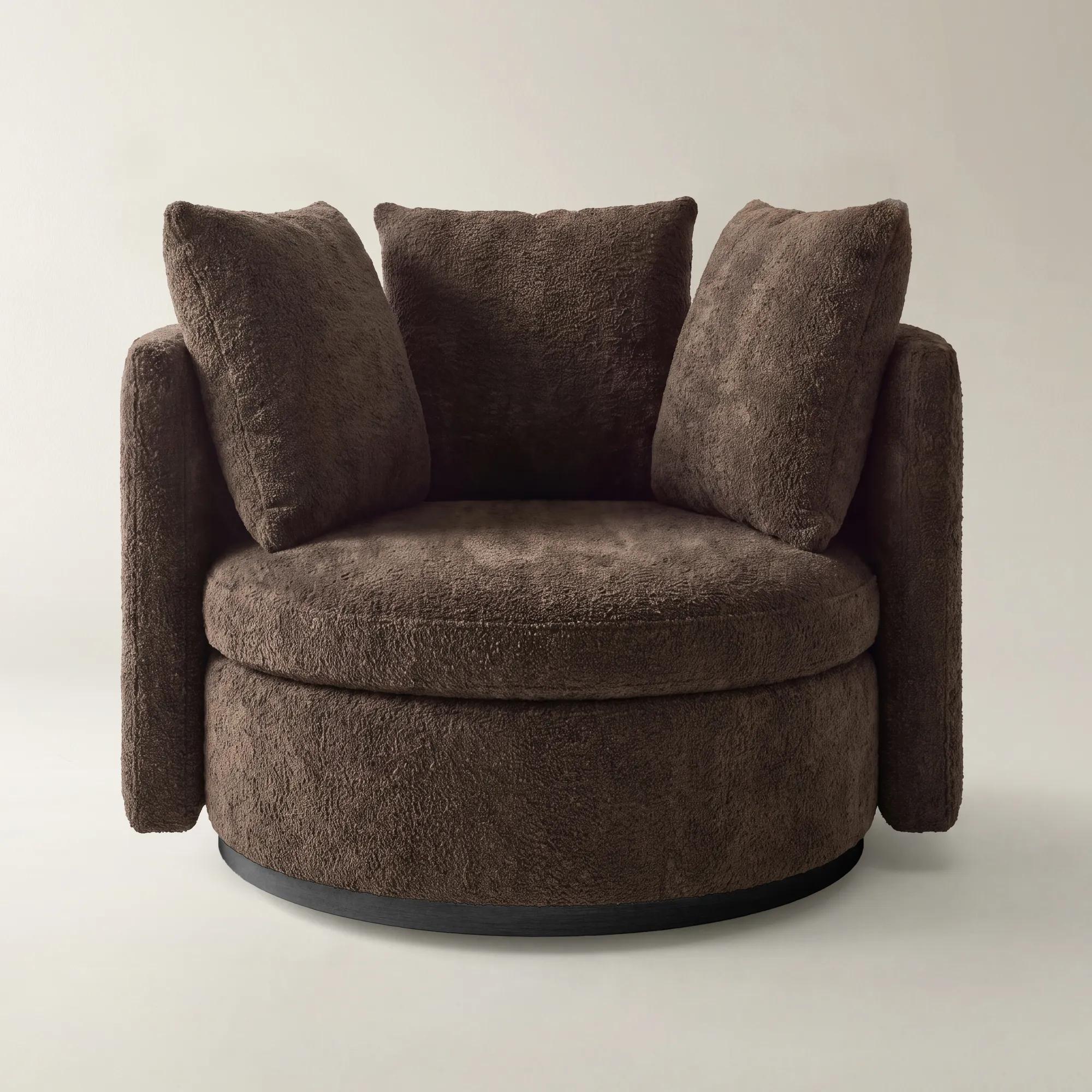 Stria Dark Chocolate Chenille Swivel Accent Chair
